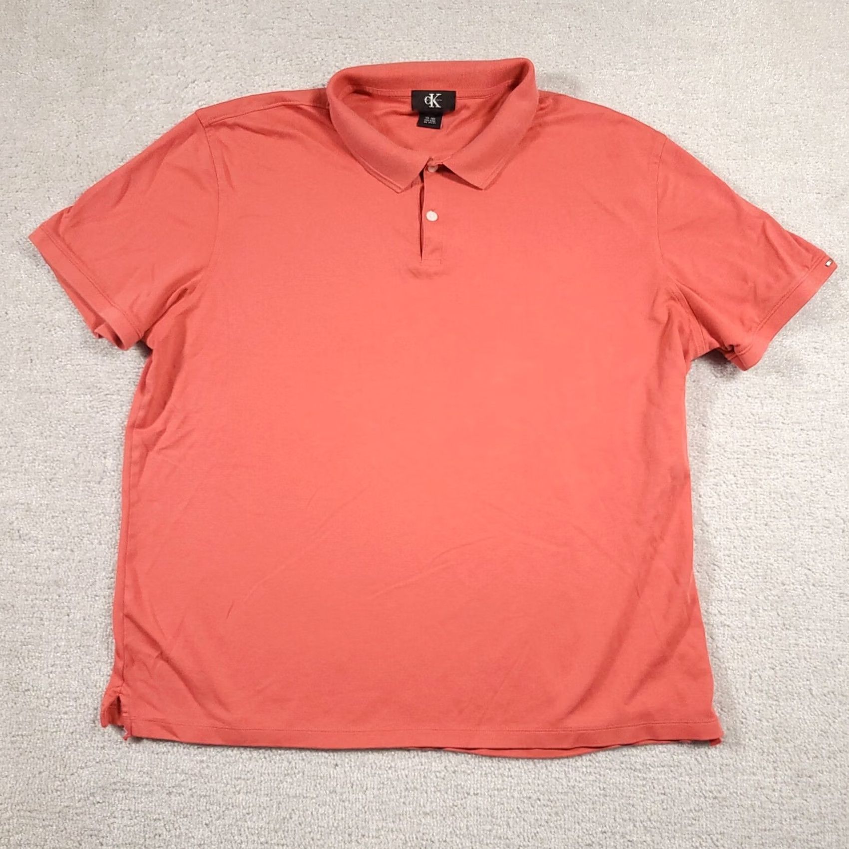 Calvin Klein Calvin Klein Polo Shirt Mens XL Salmon Pink Soft Cotton Short Sleeve Size US XL / EU 56 / 4 - 2 Thumbnail