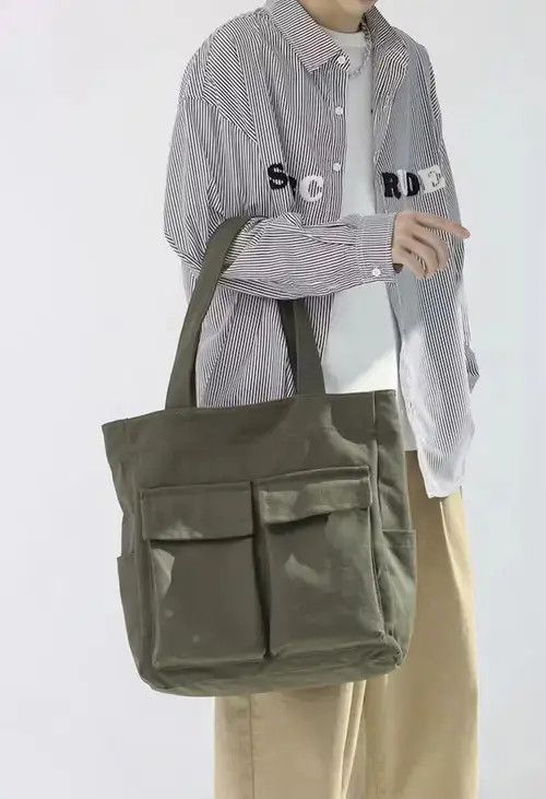 Japanese Brand Fashion canvas tote bag with pocket vintage Size ONE SIZE - 1 Thumbnail