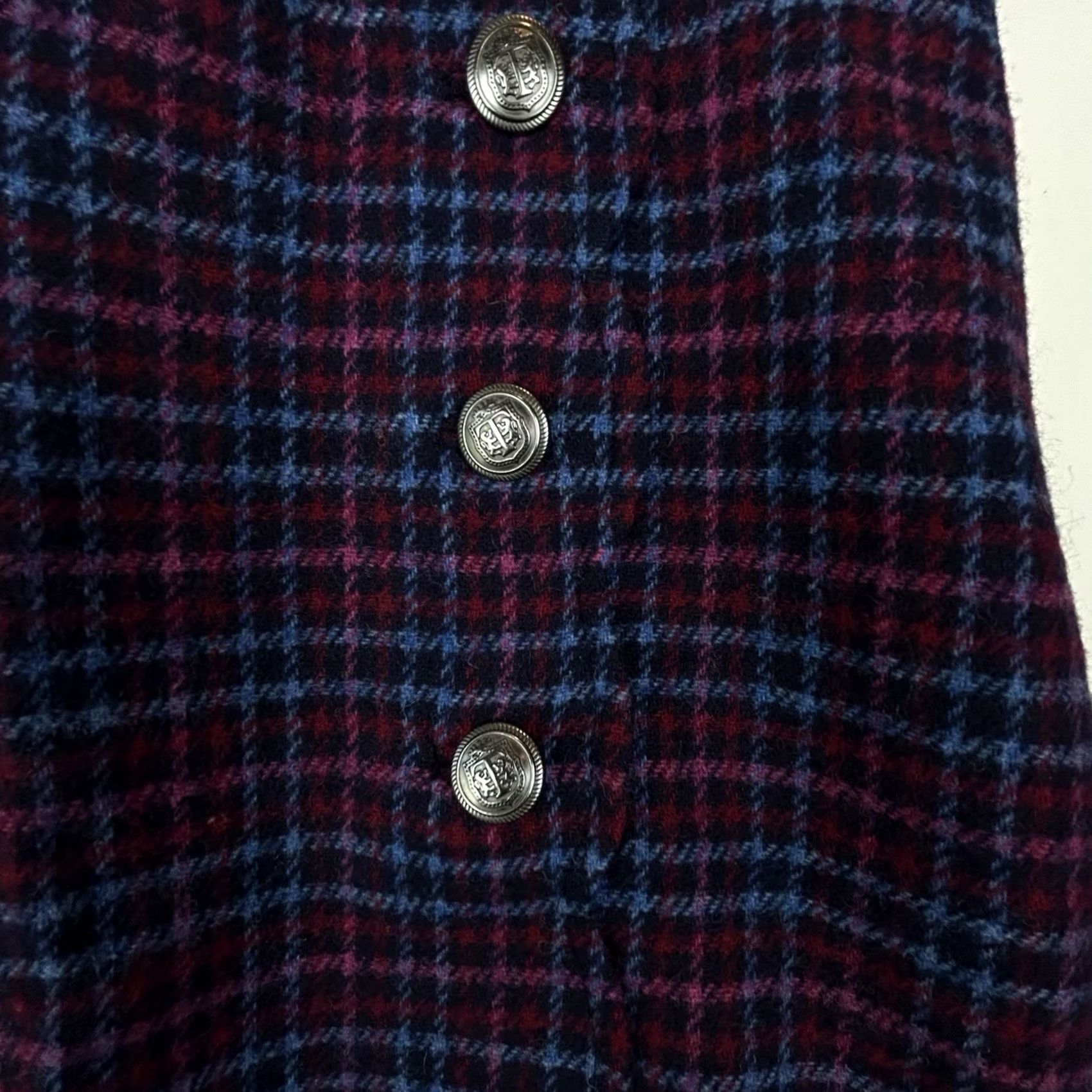 Talbots Talbots Skirt Womens 10 Petite Plaid Blue Wool Blend Button Office Career Read Size 32" / US 10 / IT 46 - 4 Thumbnail