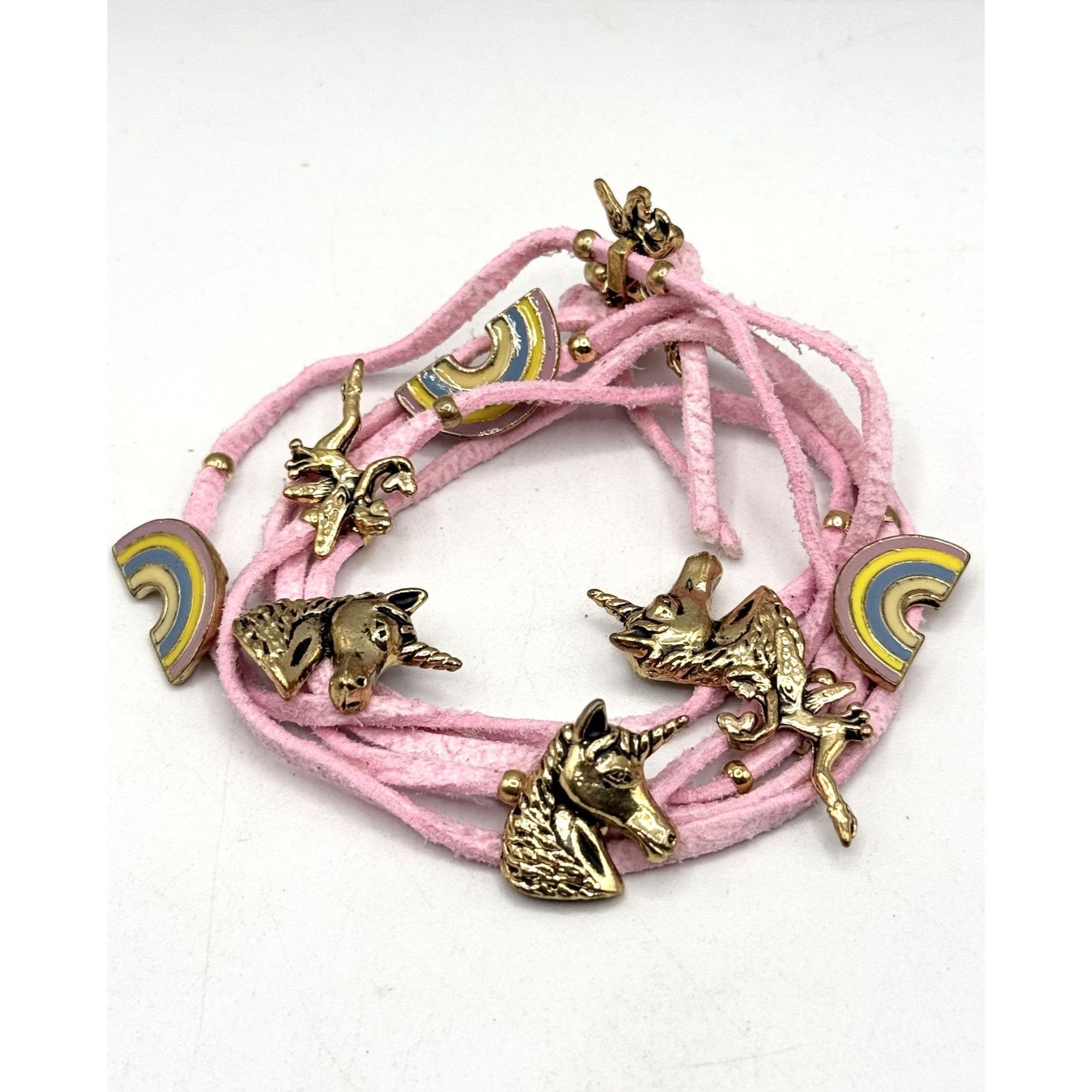Other Pink suede enamel rainbow fairy unicorn charm wrap bracelet Size ONE SIZE - 1 Thumbnail