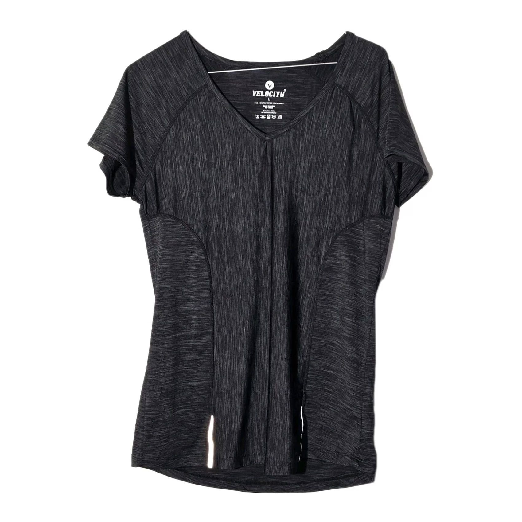 Vintage Velocity Shirt Women L Black Spacedye Short Sleeve Athletic T-Shirt V-Neck Pullover Basic Fall Spring Summer Winter Activewear Velocity Size L / US 10 / IT 46 - 2 Thumbnail