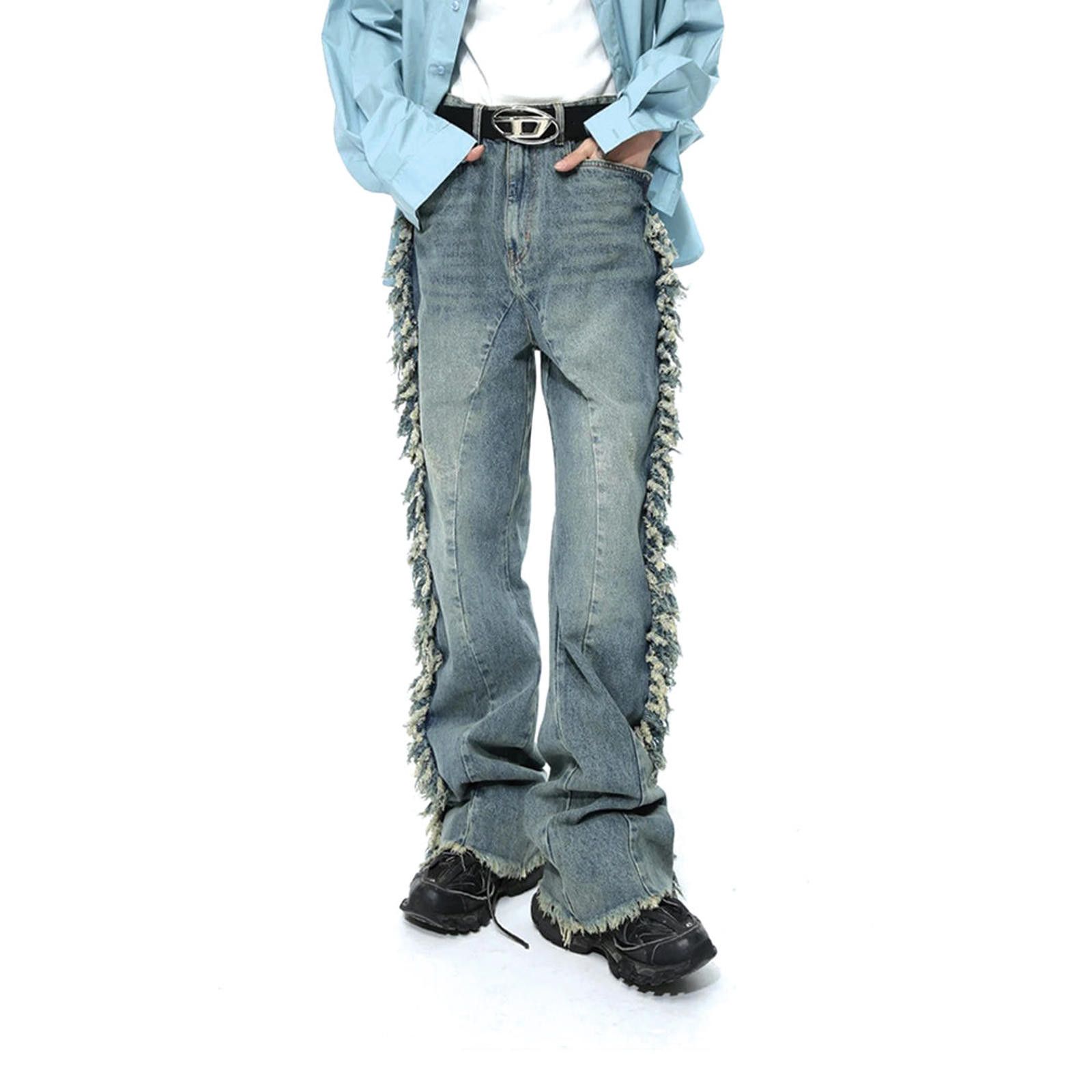 Vintage Distressed Flared Tassel Jeans Size US 33 - 10 Thumbnail