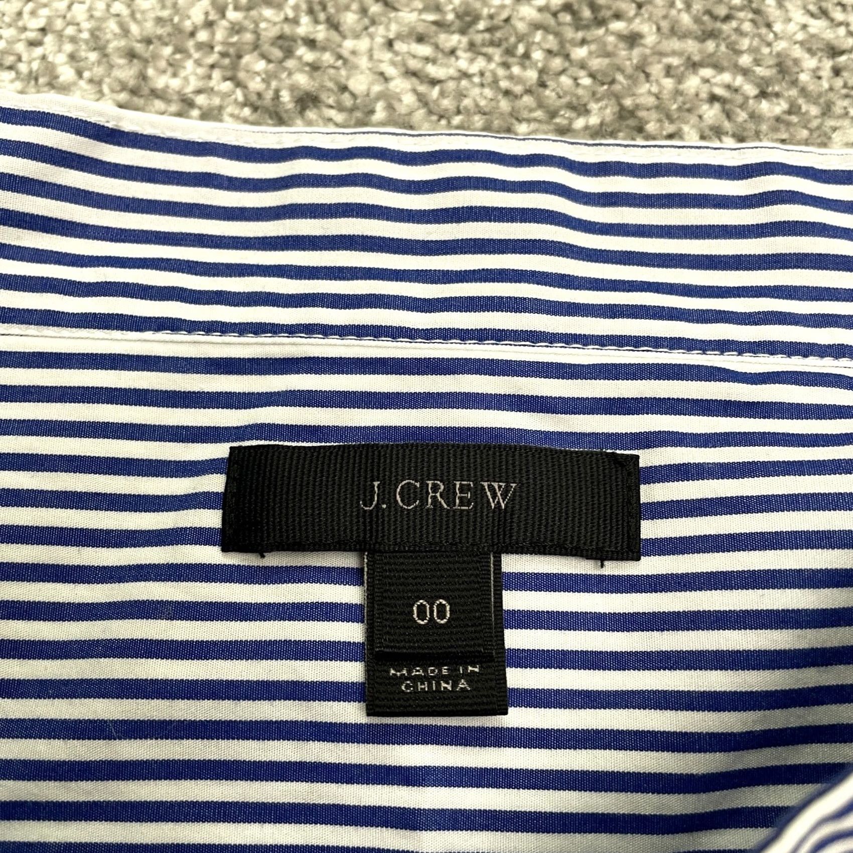 J.Crew J.Crew Blouse Tunic Hi-Lo Womens 00 Blue White Striped Funnel Neck Casual Work Shirt Size XXS / US 00 / IT 34 - 5 Thumbnail