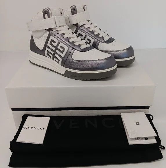 Givenchy GIVENCHY G4 Strapped White Logo High Top Sneakers- EU43/US10 Size US 10 / EU 43 - 1 Thumbnail