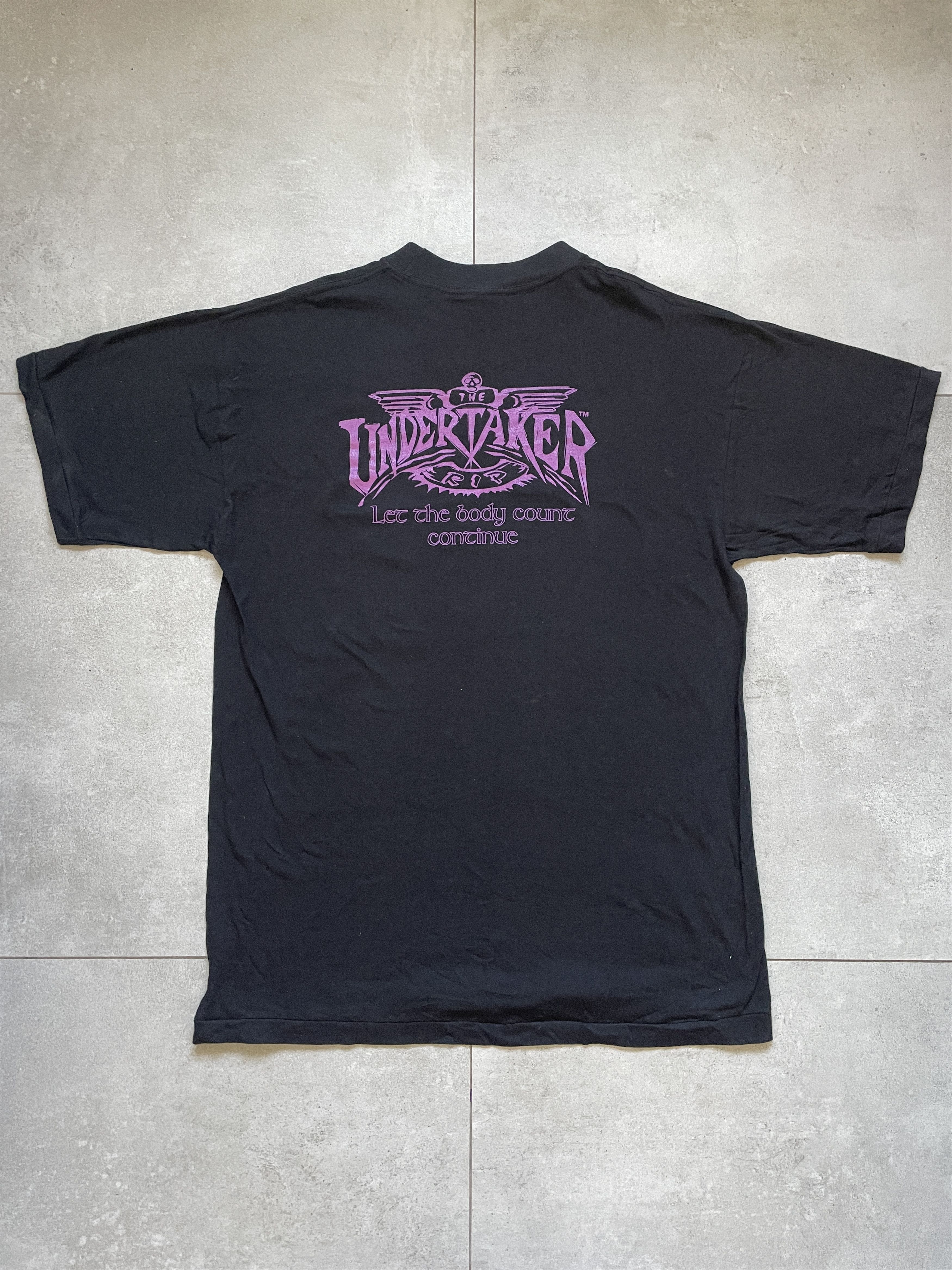 WWE VINTAGE 1994 WWE THE UNDERTAKER BODY COUNT SINGLE STITCH TEE Size US XL / EU 56 / 4 - 3 Thumbnail