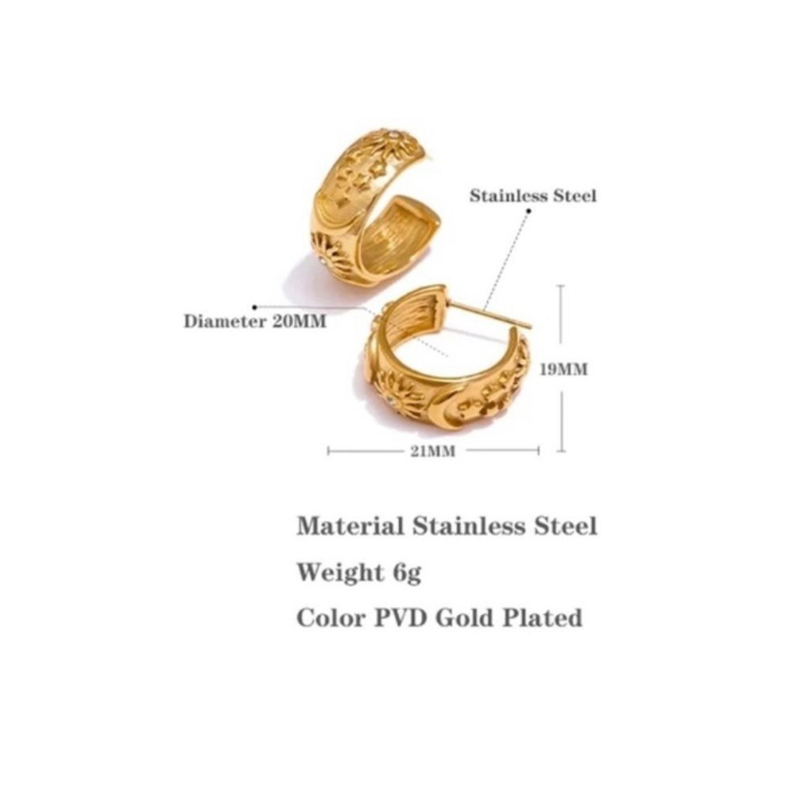 Other 18K Gold Plated Celestial Moon Start Hoop Earrings Size ONE SIZE - 5 Thumbnail