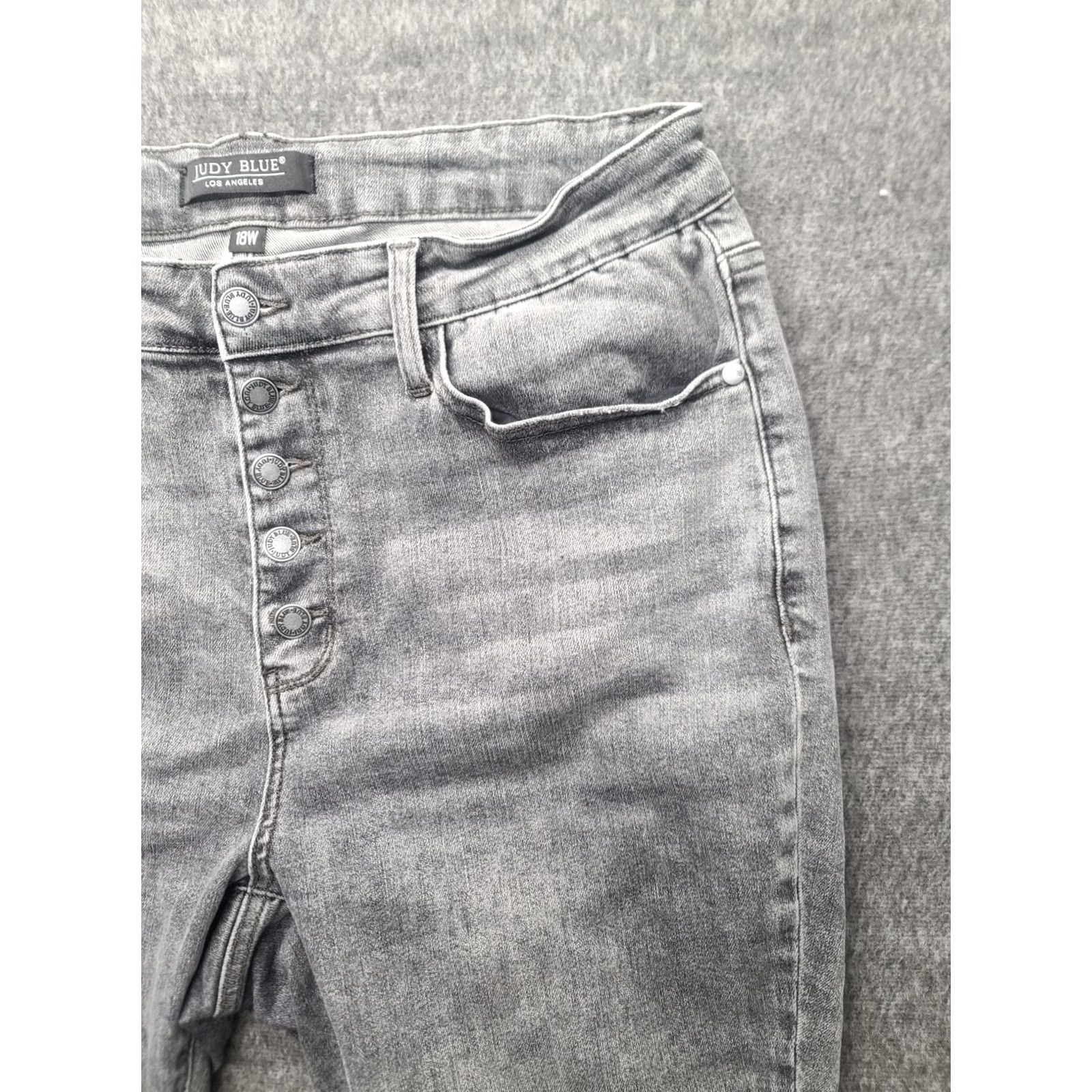 Vintage Judy Blue Jeans Womens 18W Regular Fit Straight Leg Button Fly Charcoal Stretch Denim Pants Size 40" / US 18 - 7 Thumbnail