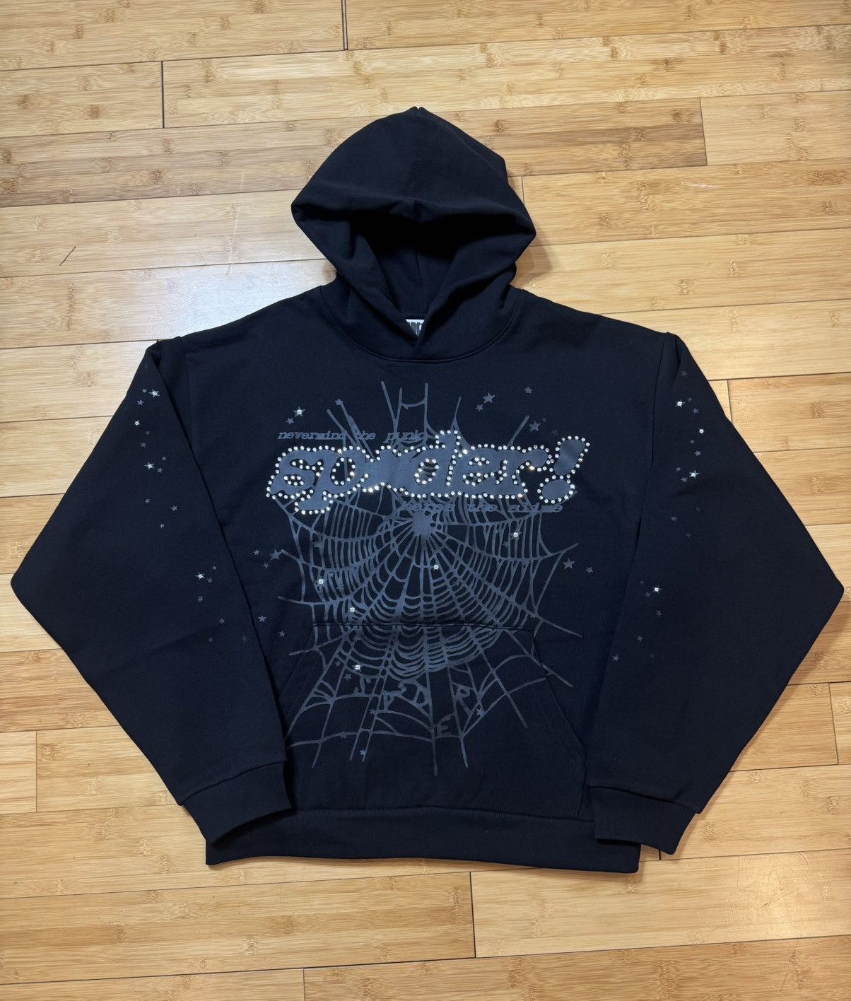 Sp5der SP5DER RHINESTONE PUNK V2 HOODIE BLACK - SIZE XL Size US XL / EU 56 / 4 - 1 Thumbnail