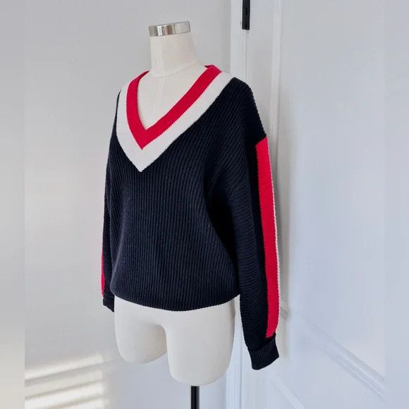 Reiss Cora Colorblock Cricket Wool Blend V-Neck Sweater Size S / US 4 / IT 40 - 8 Thumbnail