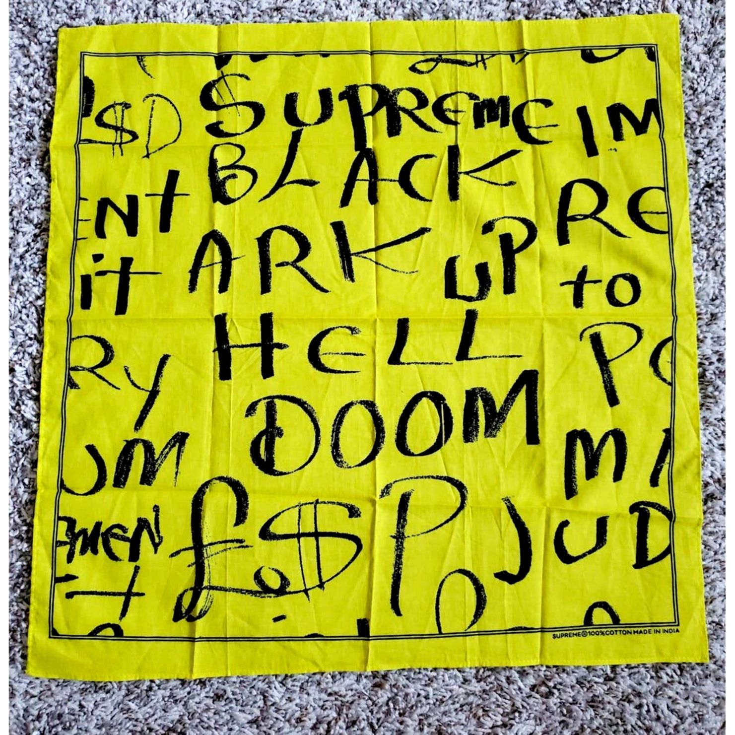 Supreme Supreme Fluorescent Yellow Black Arc Bandana Size ONE SIZE - 1 Thumbnail