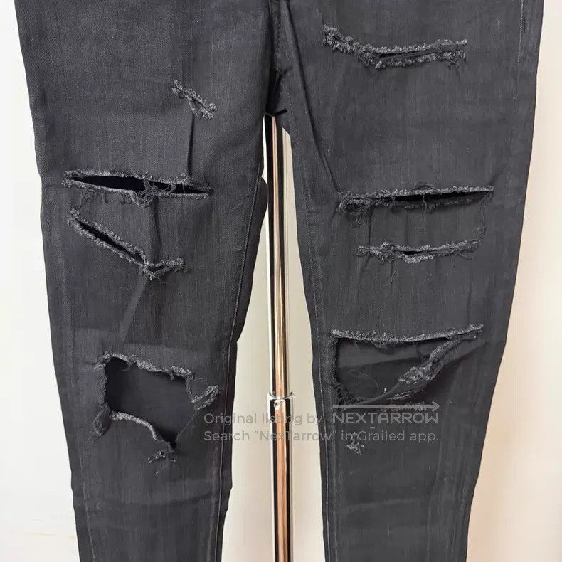 Saint Laurent Paris Saint Laurent Paris Black Cut and Ripped Destroyed Denim J Size US 29 - 2 Thumbnail