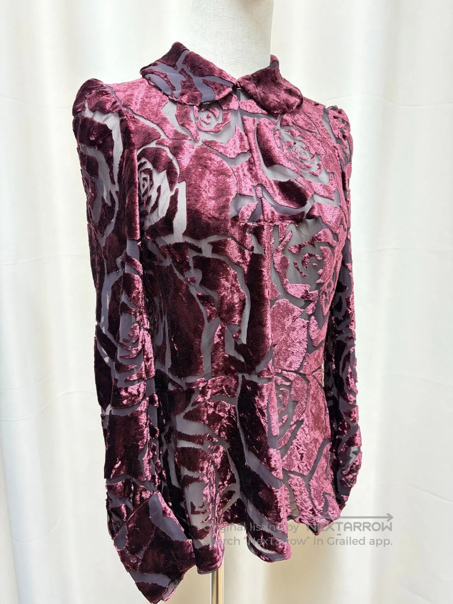 burgundy velvet backless blouse.