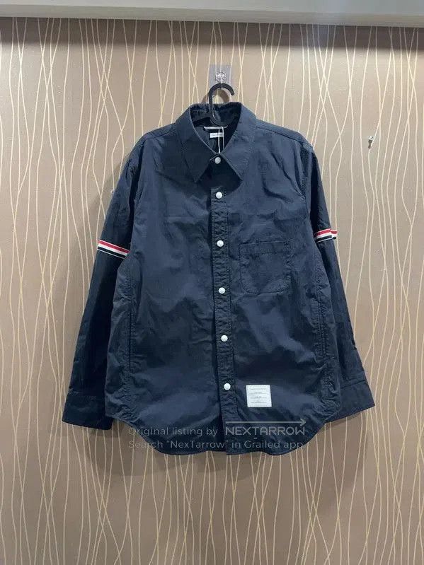 Thom Browne Thom Browne Navy Nylon Long Sleeve Shirt . Size US S / EU 44-46 / 1 - 1 Thumbnail