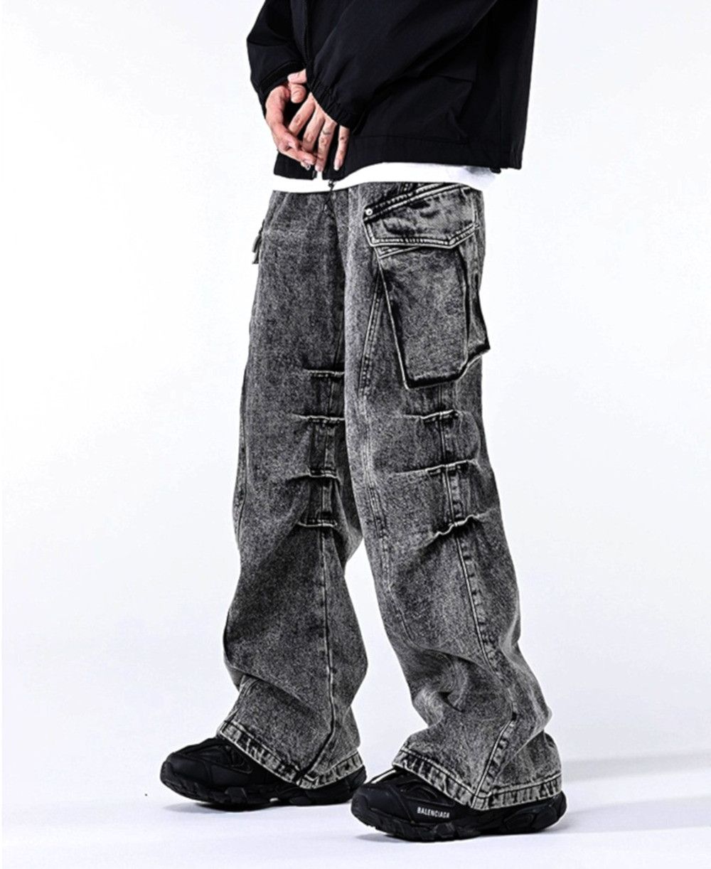 Designer × Japanese Brand × Vintage Stunning Punk Oversize Pockets Heavy Washed Cargo Pants Rave Size US 33 - 2 Thumbnail
