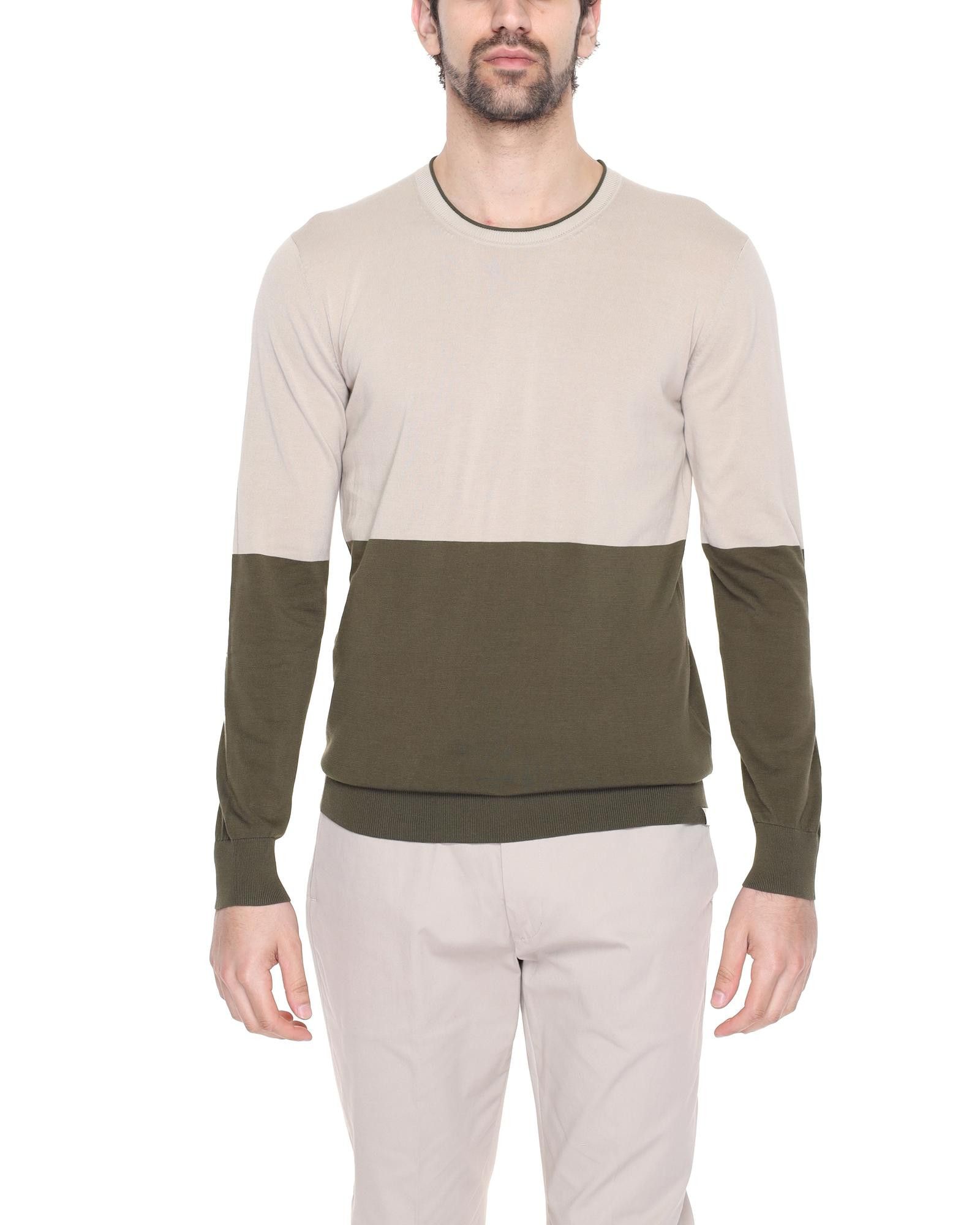 image of Liu Jo Cotton Knit Round Neck Sweater in Beige, Men's (Size Medium)