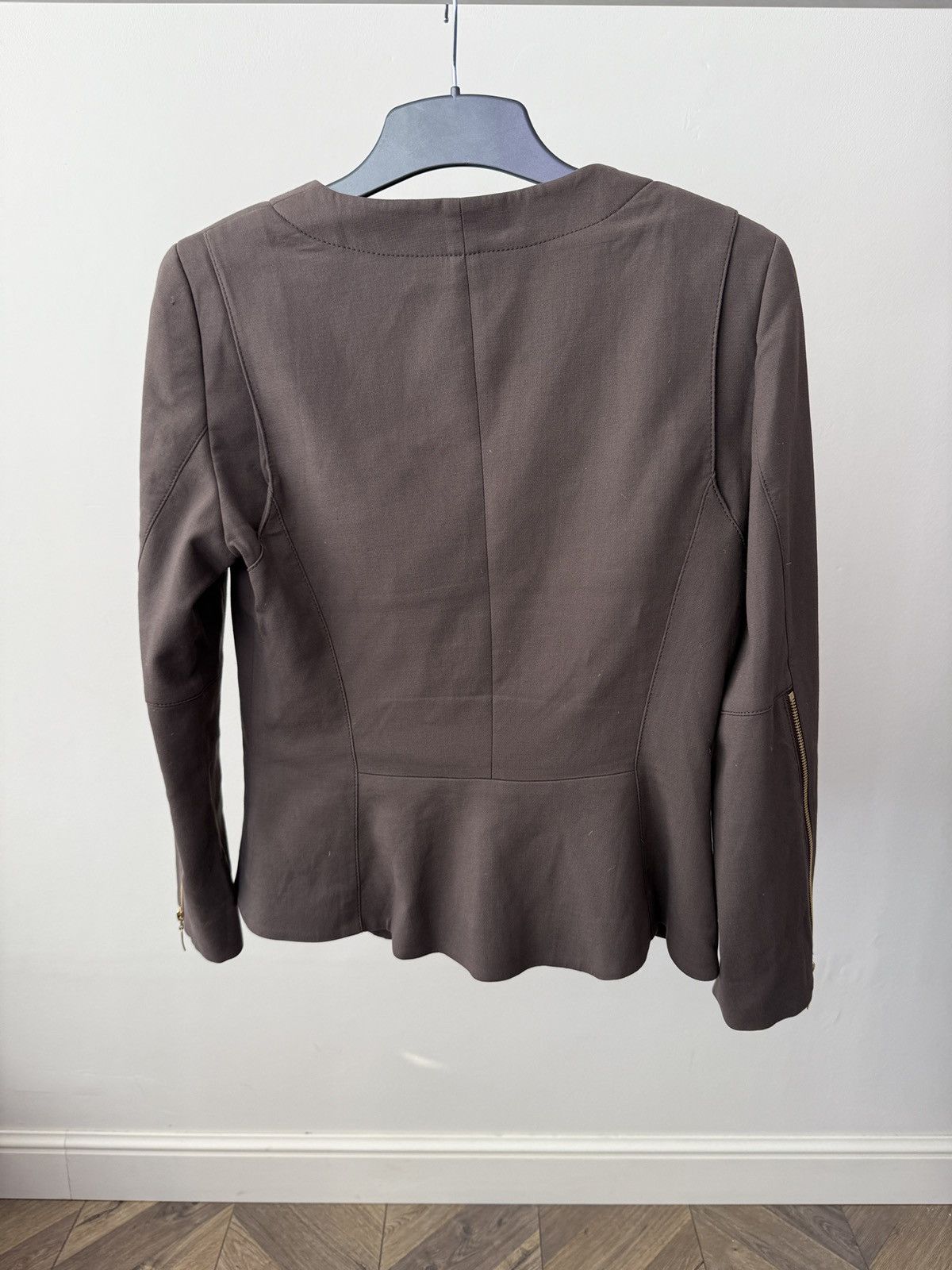 Escada ESCADA Brown Cropped Jacket Blazer Zip Front Women’s Size XS / US 0-2 / IT 36-38 - 7 Thumbnail