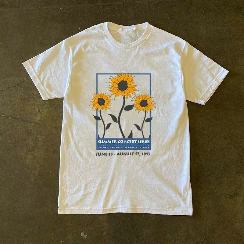 Japanese Brand × Vintage White casual retro sunflower print t-shirt Size US M / EU 48-50 / 2 - 1 Thumbnail