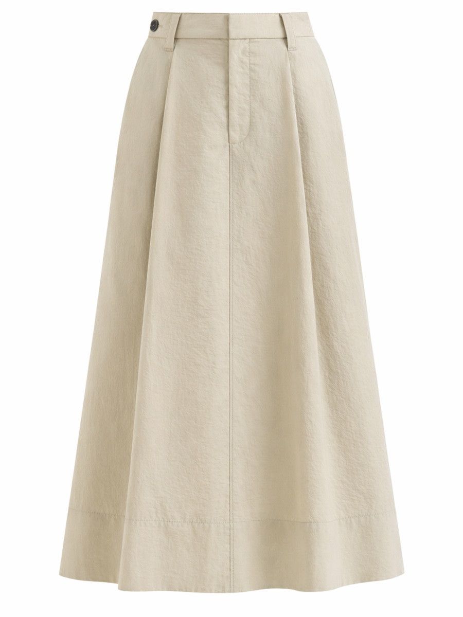 Brunello Cucinelli BRUNELLO CUCINELLI COTTON POPLIN TAILORED SKIRT - BE (IT 42) Size 42" / US 20 - 1 Thumbnail