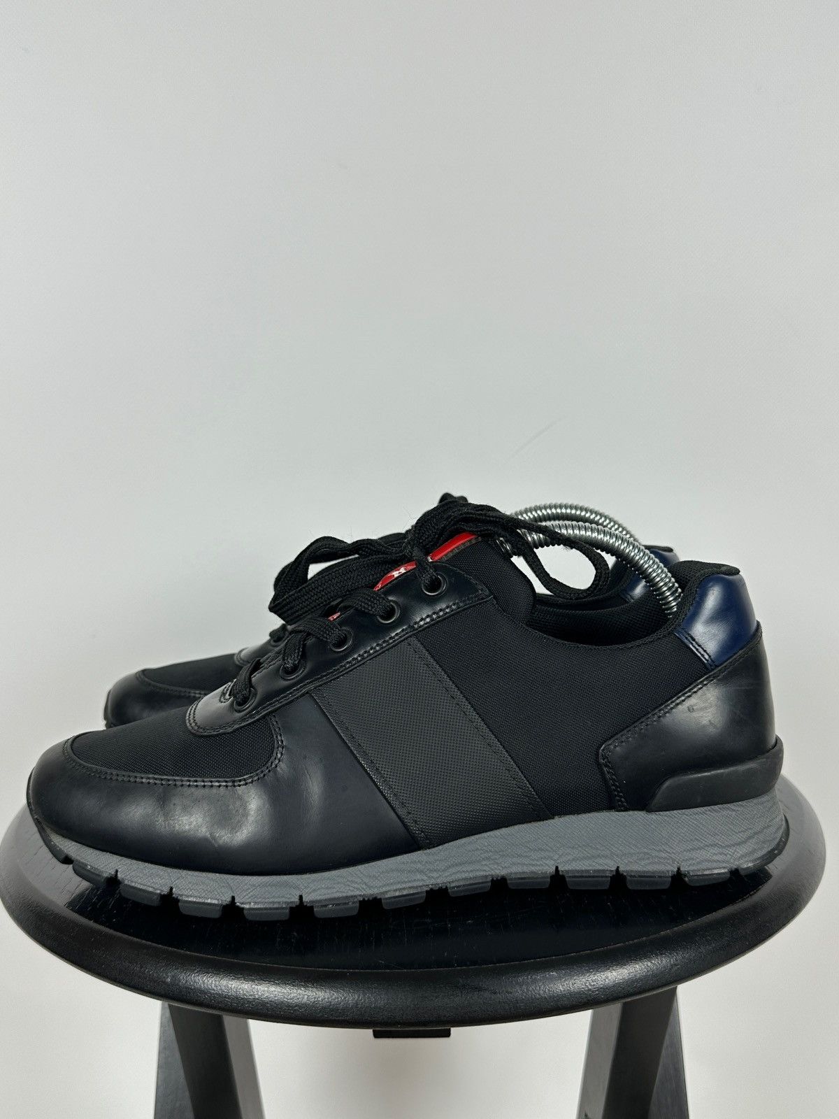 Prada Prada Matchrace Black Leather Sneakers Size US 7 / EU 40 - 3 Thumbnail
