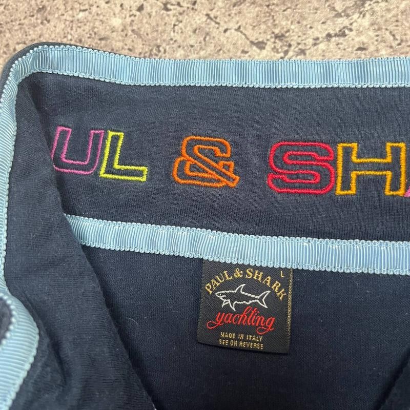 Paul & Shark × Vintage Paul Shark Polo 1/4 Zip Shirt Rugby Cotton Navy Blue Size L Size US L / EU 52-54 / 3 - 5 Thumbnail
