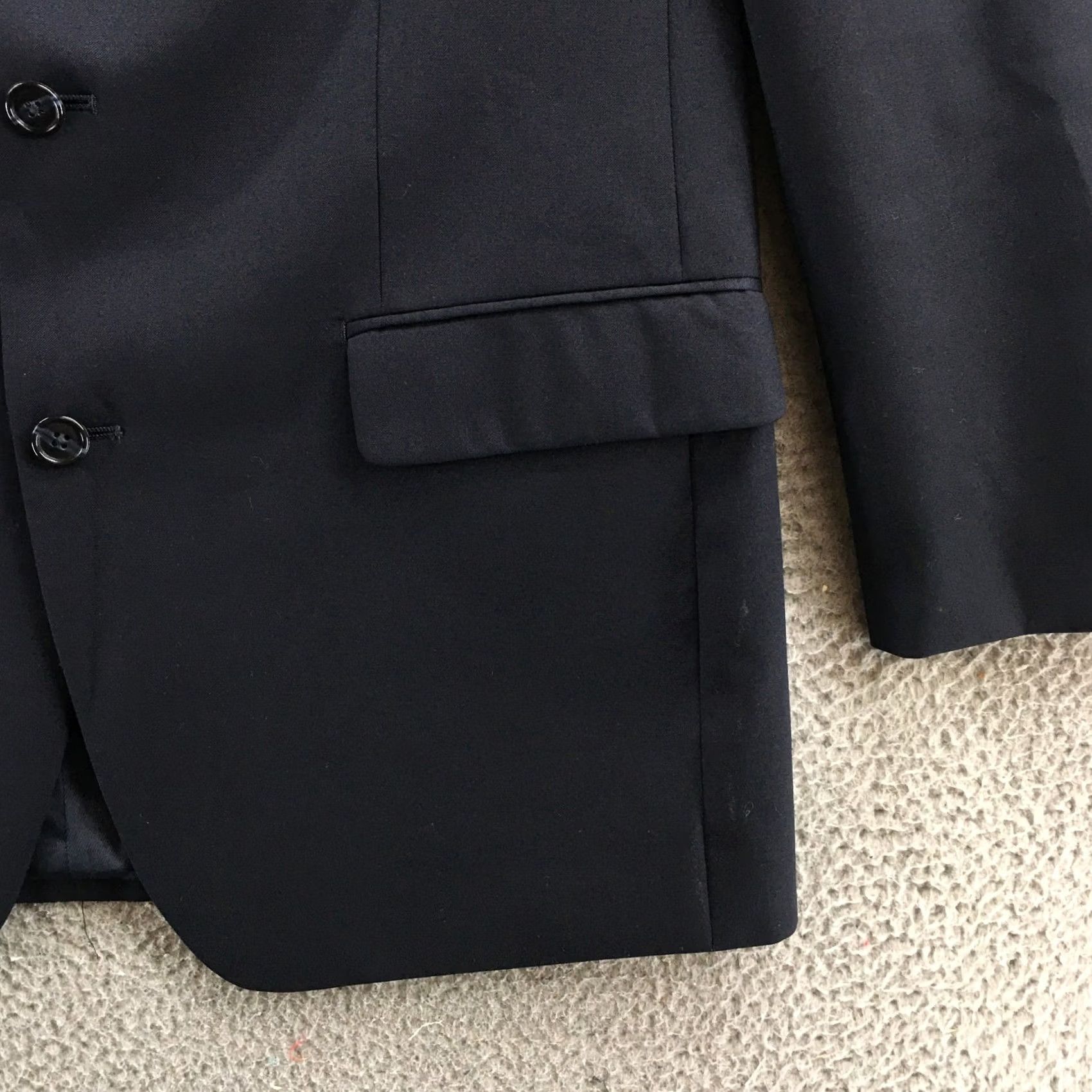 Vintage Macys Men's Blazer 40R Navy Wool 3 Button Notch Lapel Sports Coat Jacket Coat - Regular Size, Blue, Solid, Wool, Vintage No Size 40R - 5 Thumbnail
