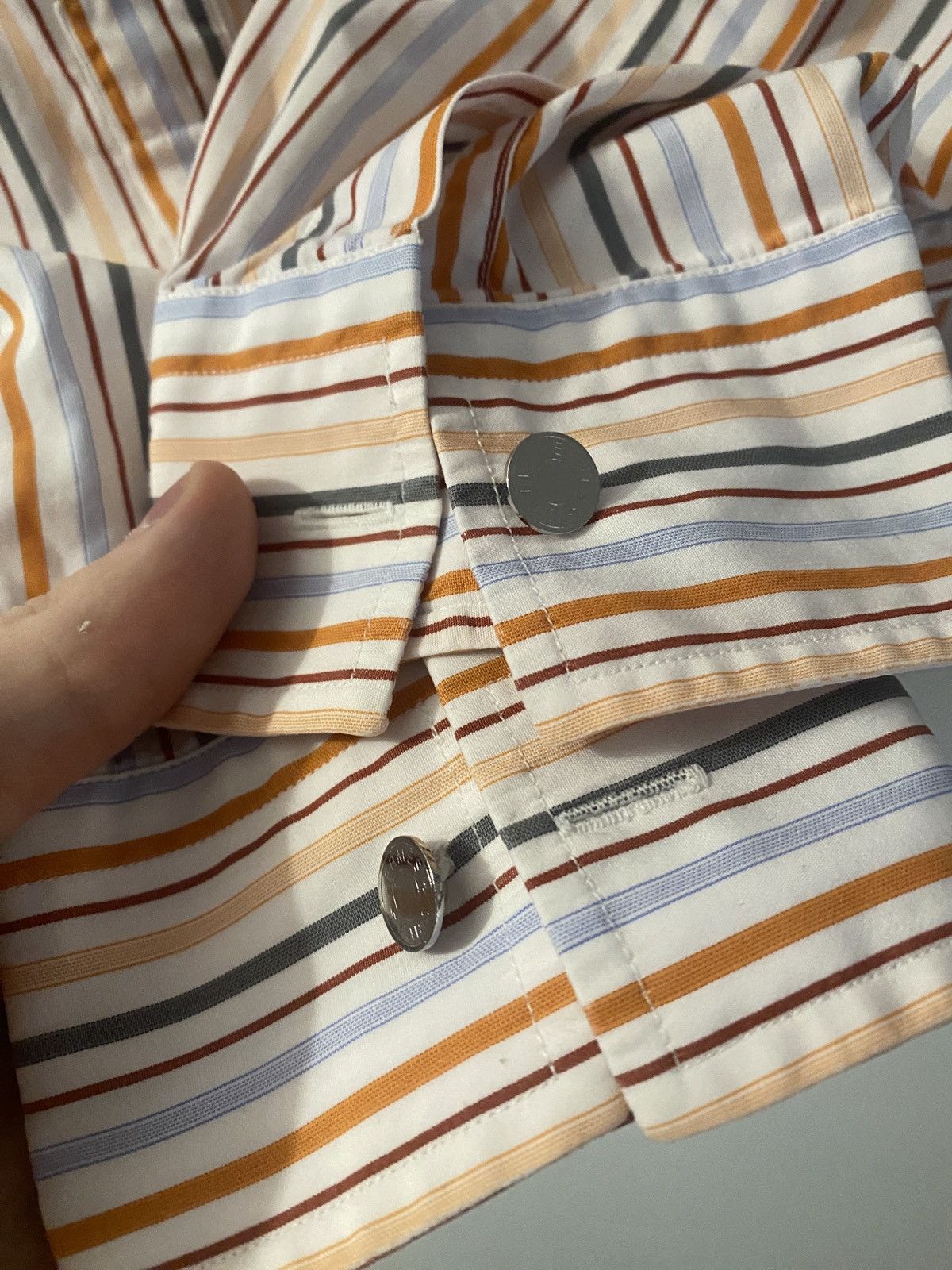 Hermes Hermes luxury multicolor stripped shirt button up Size US XL / EU 56 / 4 - 6 Thumbnail
