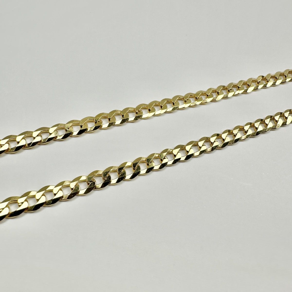 Sterling Silver Gold chain 14k gold vermeil Cuban link chain 4mm 22 inches Size ONE SIZE - 6 Thumbnail