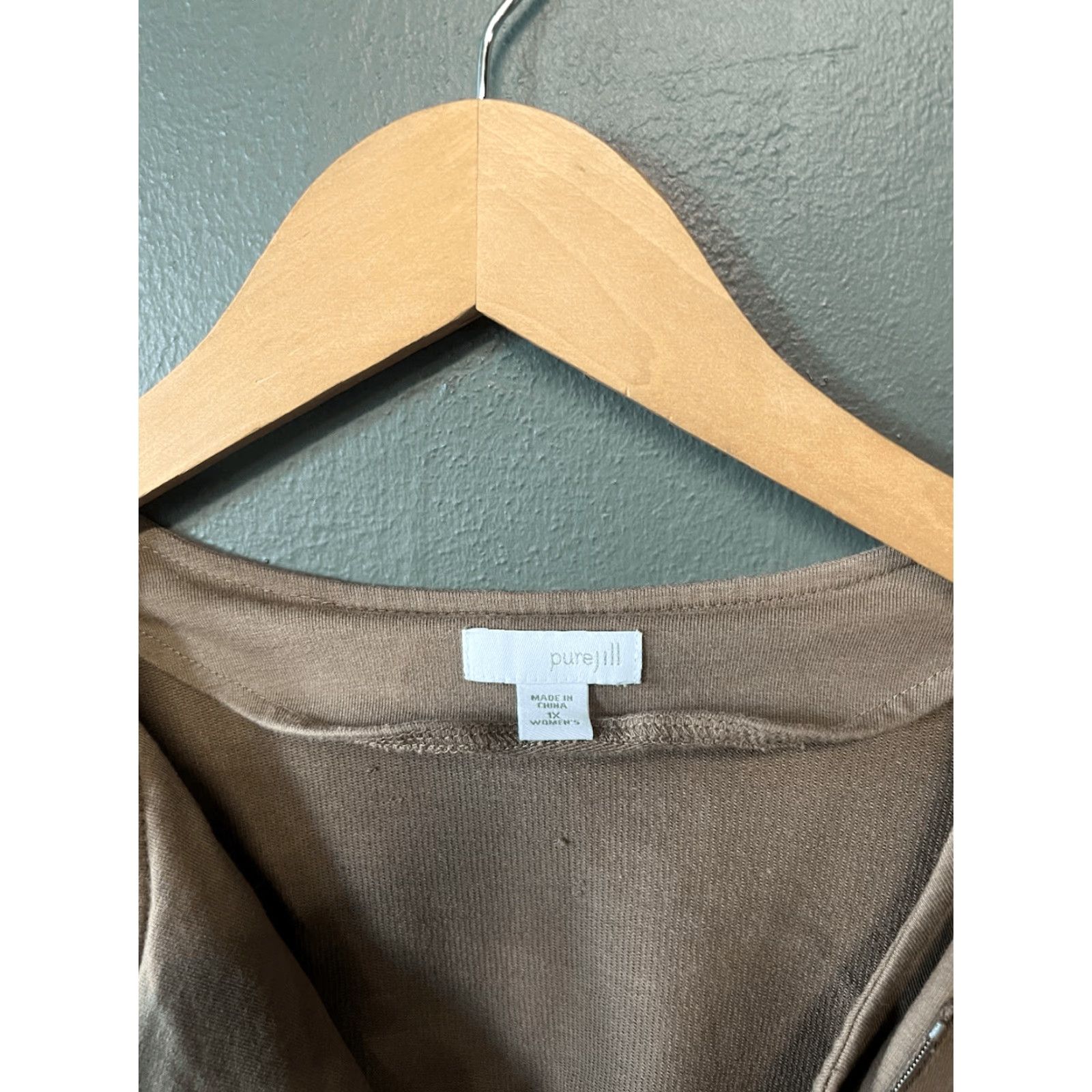 J. Jill Pure Jill Womens Brown Long Sleeve Full Zip Sweater Plus Size 1X Size XL / US 12-14 / IT 48-50 - 3 Thumbnail