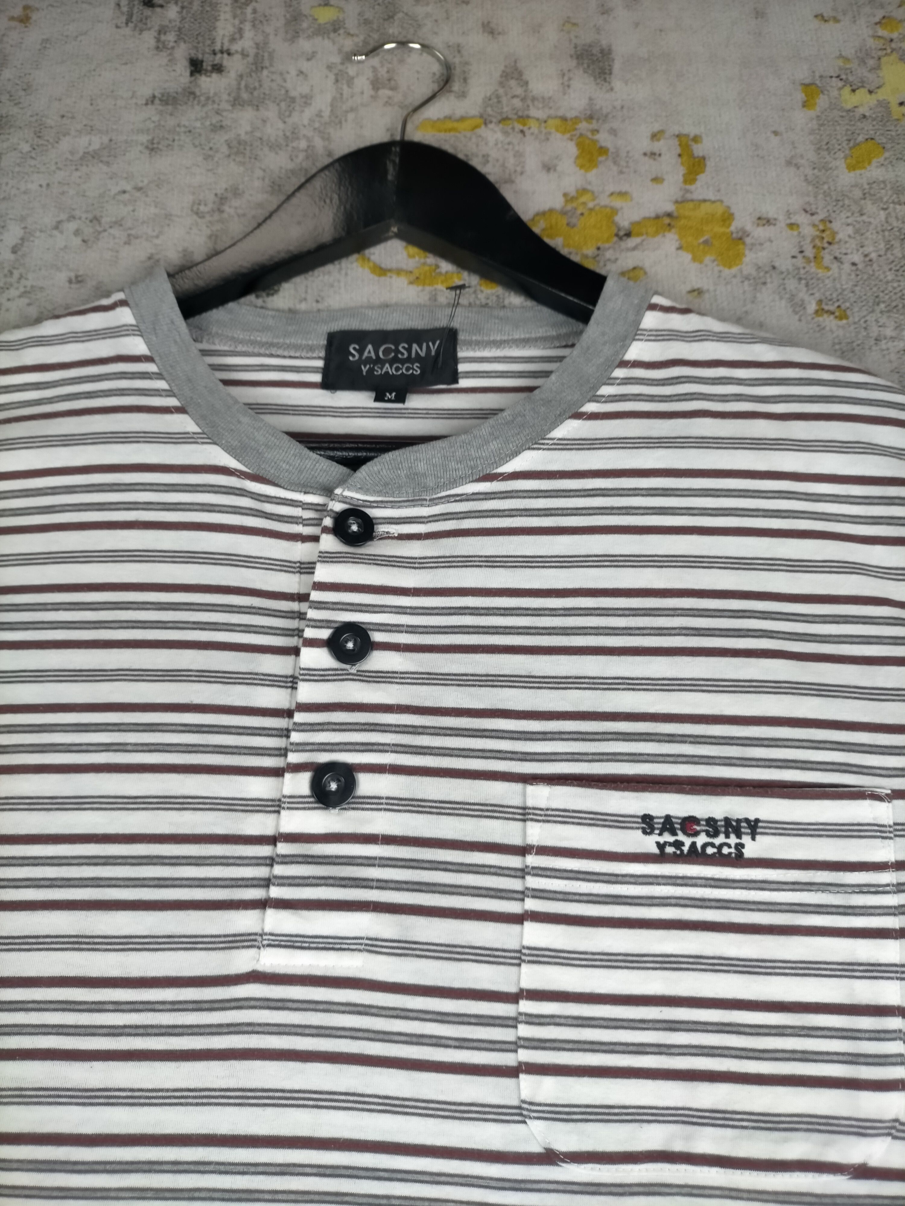 Yohji Yamamoto 🔥Y'saccs Vintage Button Single Pocket Stripe Tshirt Size US M / EU 48-50 / 2 - 4 Thumbnail