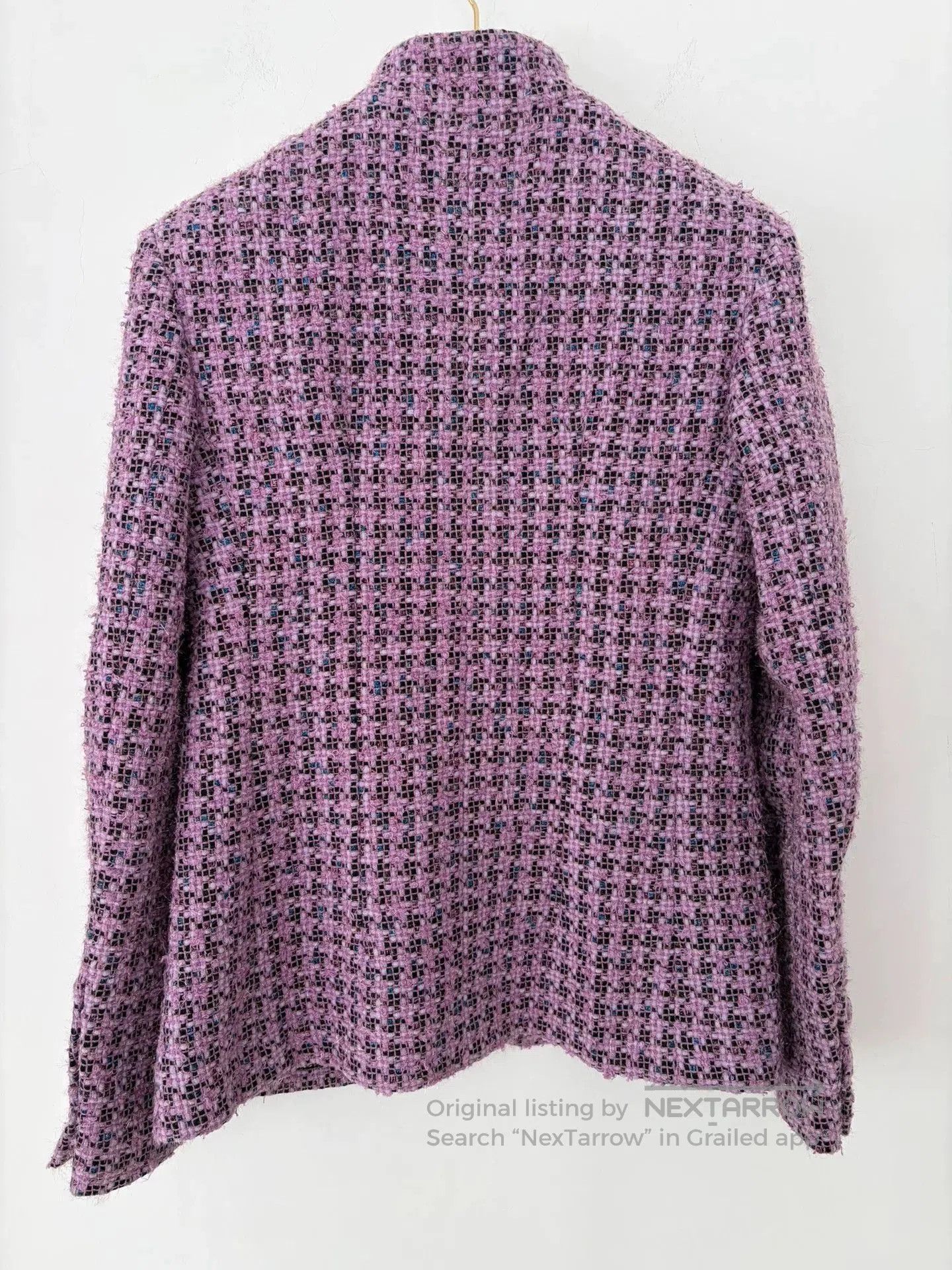 Chanel Chanel Purple Houndstooth Wool Stand-Collar Coat. Size US XS / EU 42 / 0 - 2 Thumbnail