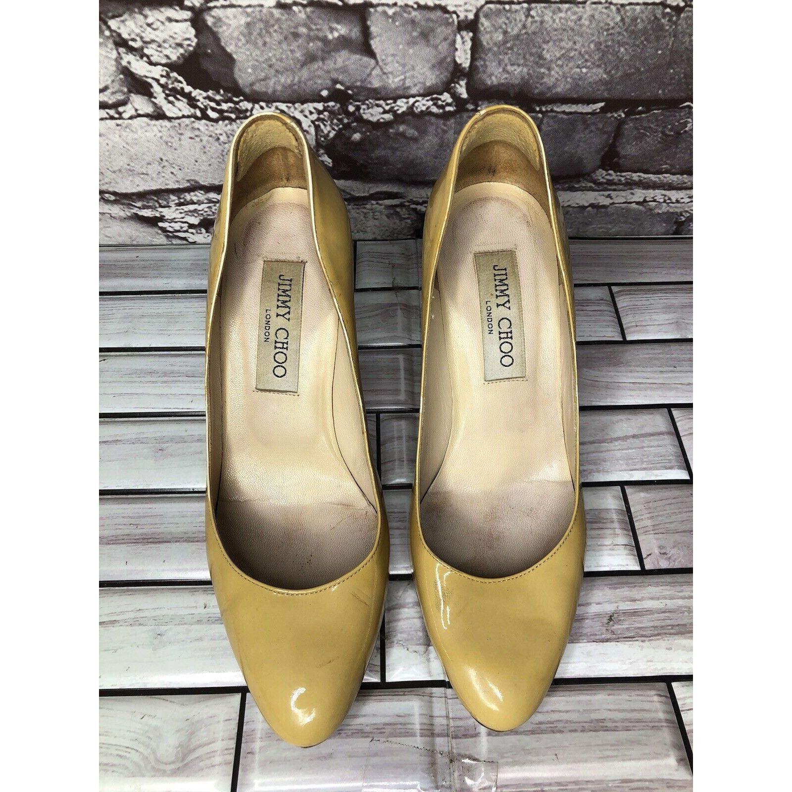 Jimmy Choo JIMMY CHOO London Yellow Patent Leather Kitten Pumps Heels W Size US 5 / IT 35 - 19 Thumbnail