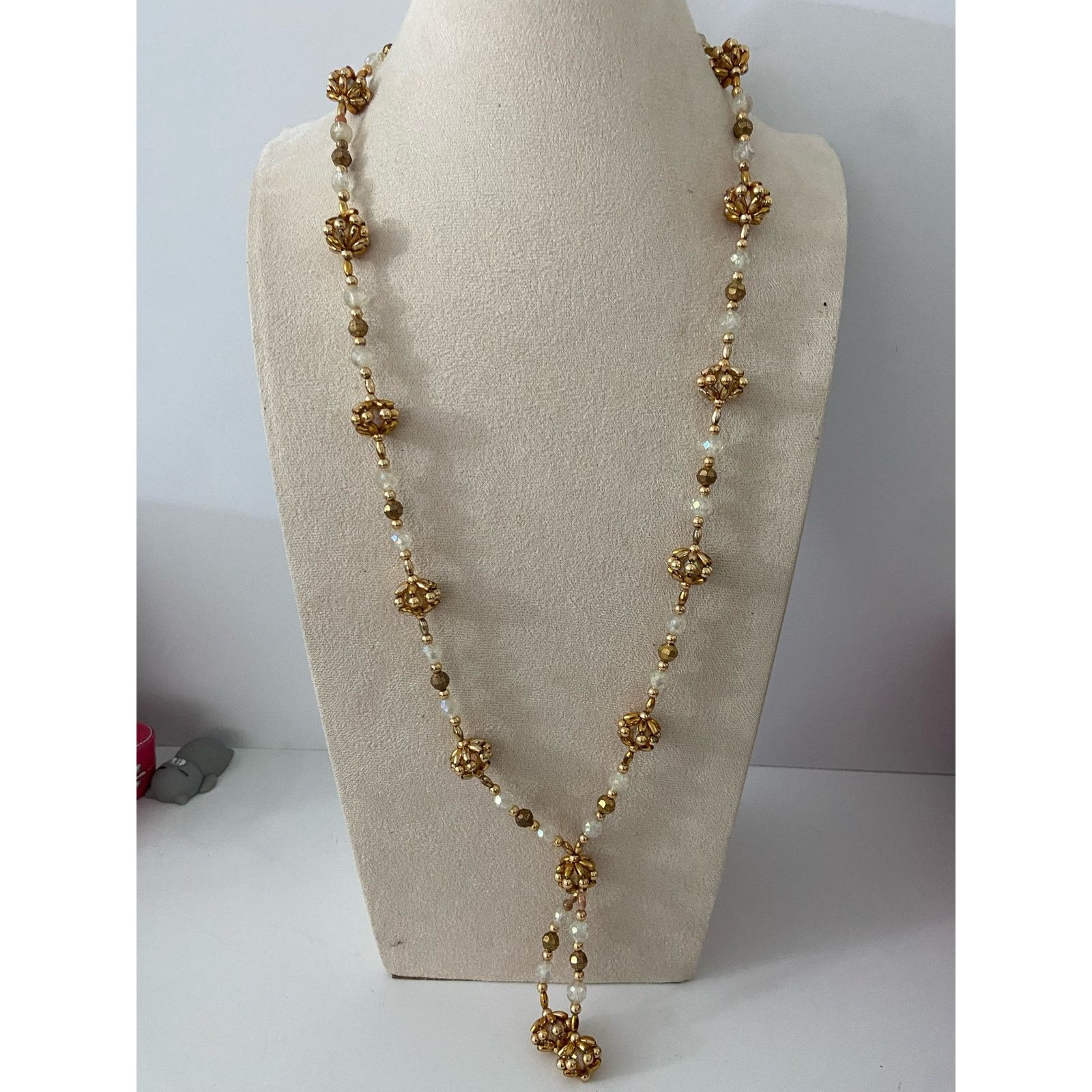 Other Gold and clear bead long y necklace Size ONE SIZE - 1 Thumbnail