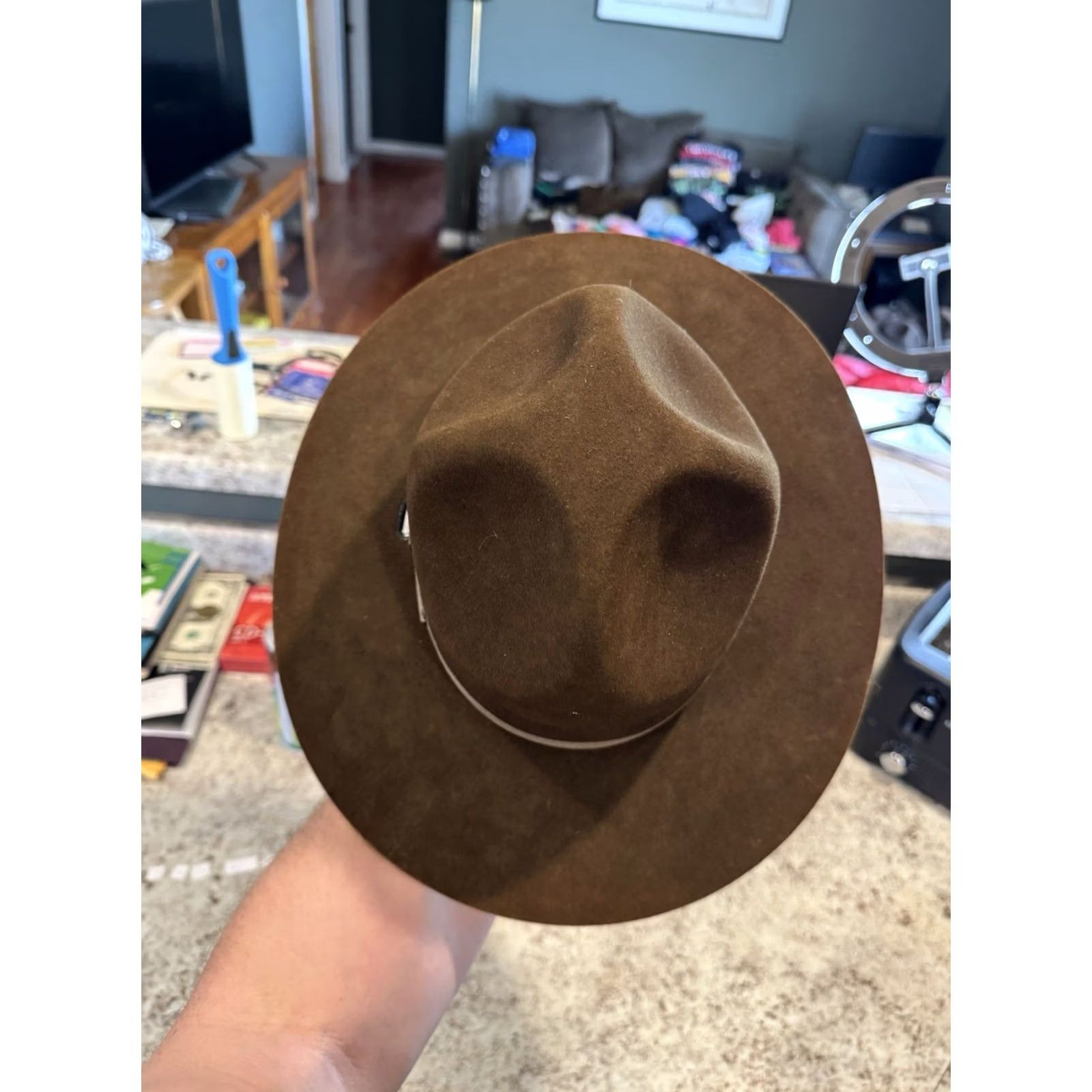 FELT VINTAGE Stratton Self Forming Drill Sergeant Instructor Wool Felt Hat 6 7/8 USA Size ONE SIZE - 5 Thumbnail