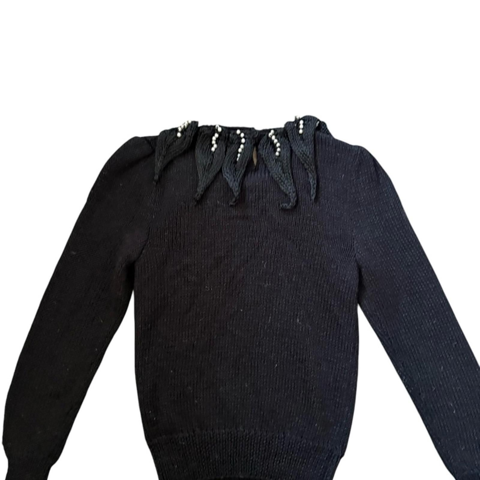 Vintage Nannell Vintage 80s Peals Hand Knit Sweater Black Size S / US 4 / IT 40 - 8 Thumbnail