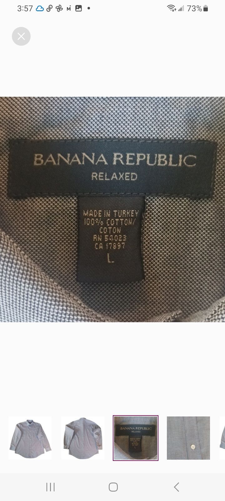 Banana Republic Banana Republic Grey Relaxed Fit Long-Sleeve Button Up Size US L / EU 52-54 / 3 - 2 Thumbnail