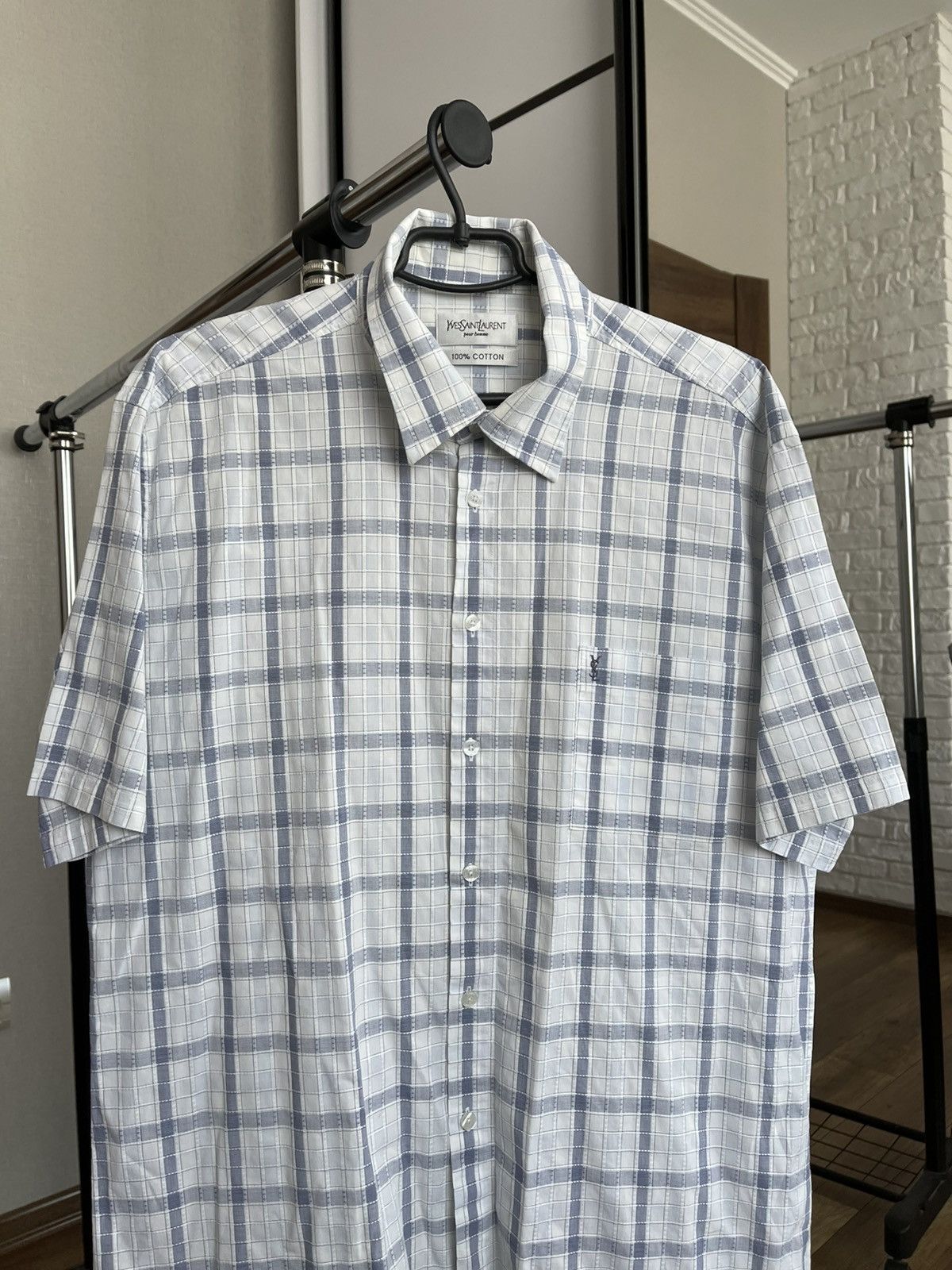 Vintage Yves Saint Laurent YSL Checked Shirt Button Up Size US XL / EU 56 / 4 - 5 Thumbnail