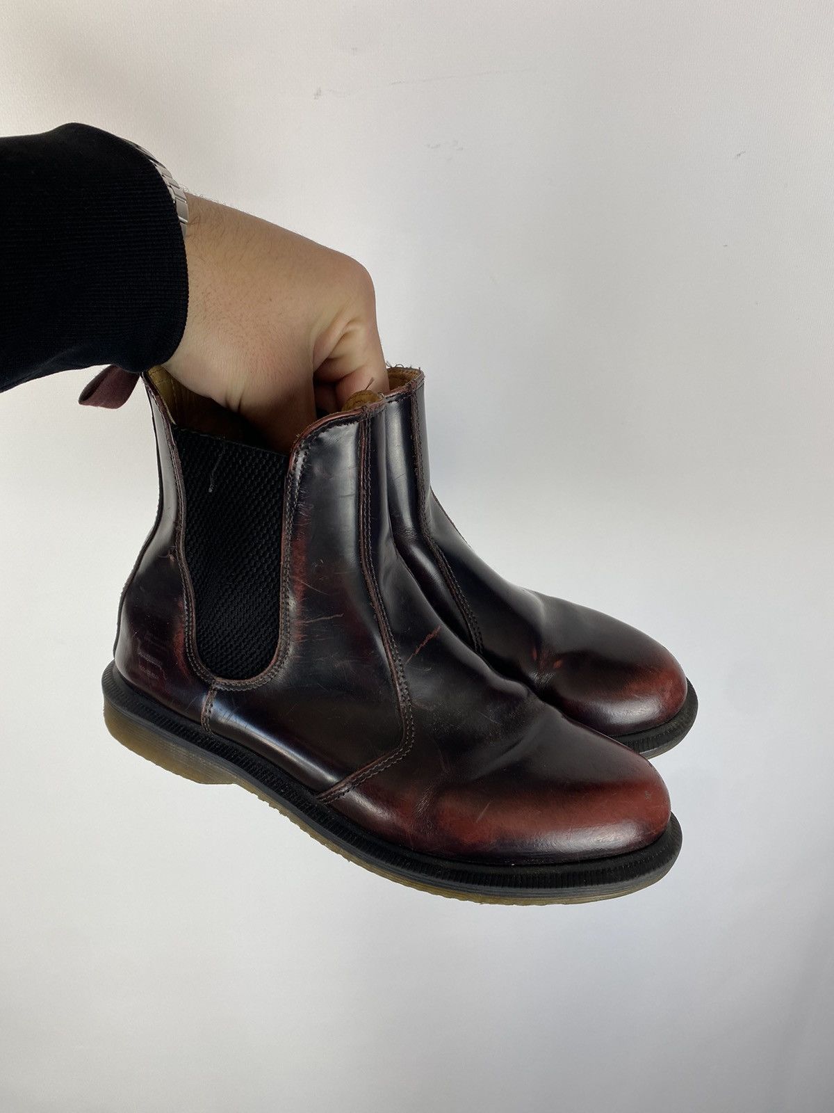 Dr. Martens × Vintage 90s Dr. Martens 2976 Chelsea Distressed Red Washed Boots Y2K Size US 7 / IT 37 - 1 Thumbnail
