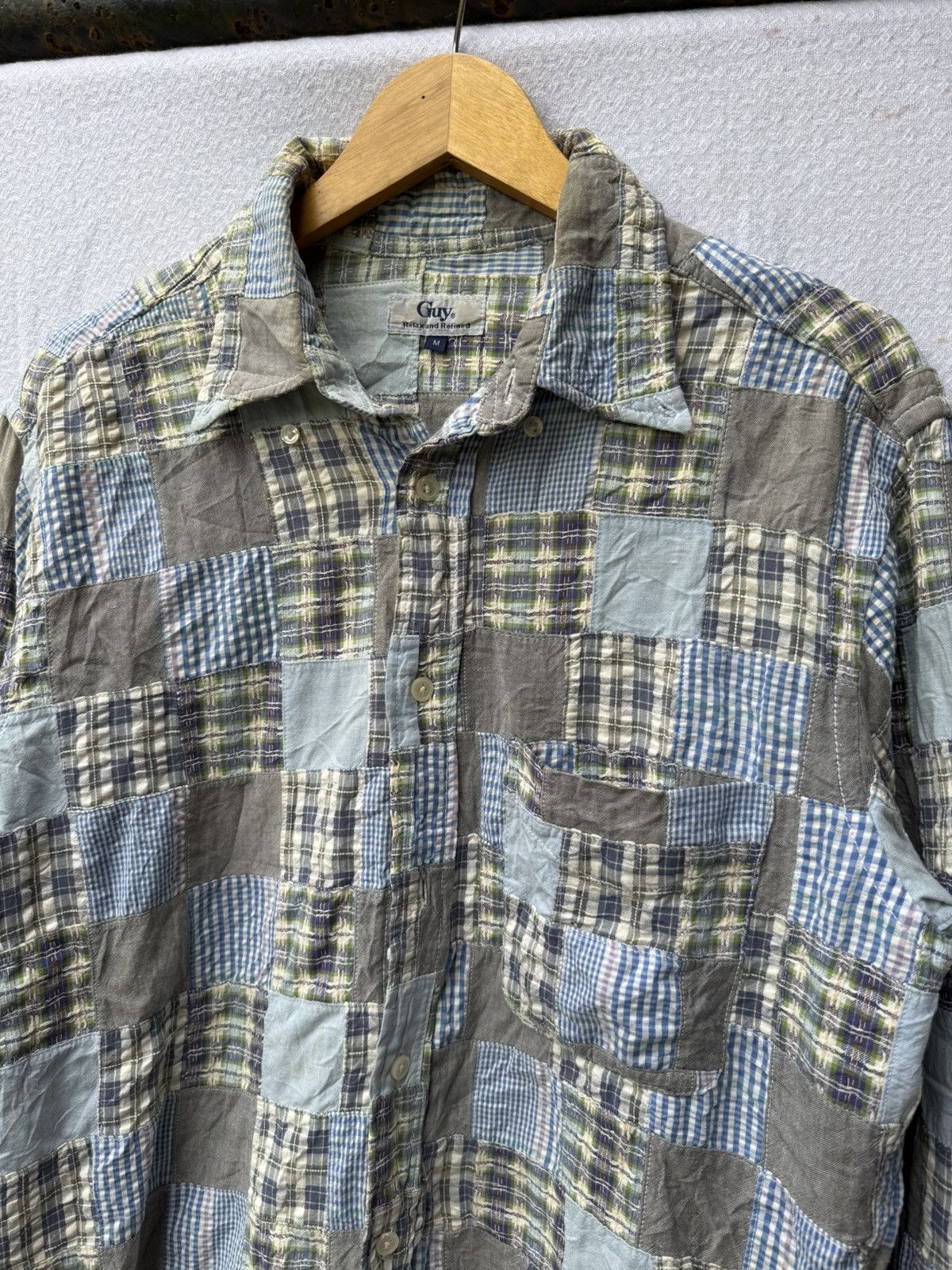 Japanese Brand Guy japanese patchwork flannel button shirt Size US L / EU 52-54 / 3 - 7 Thumbnail