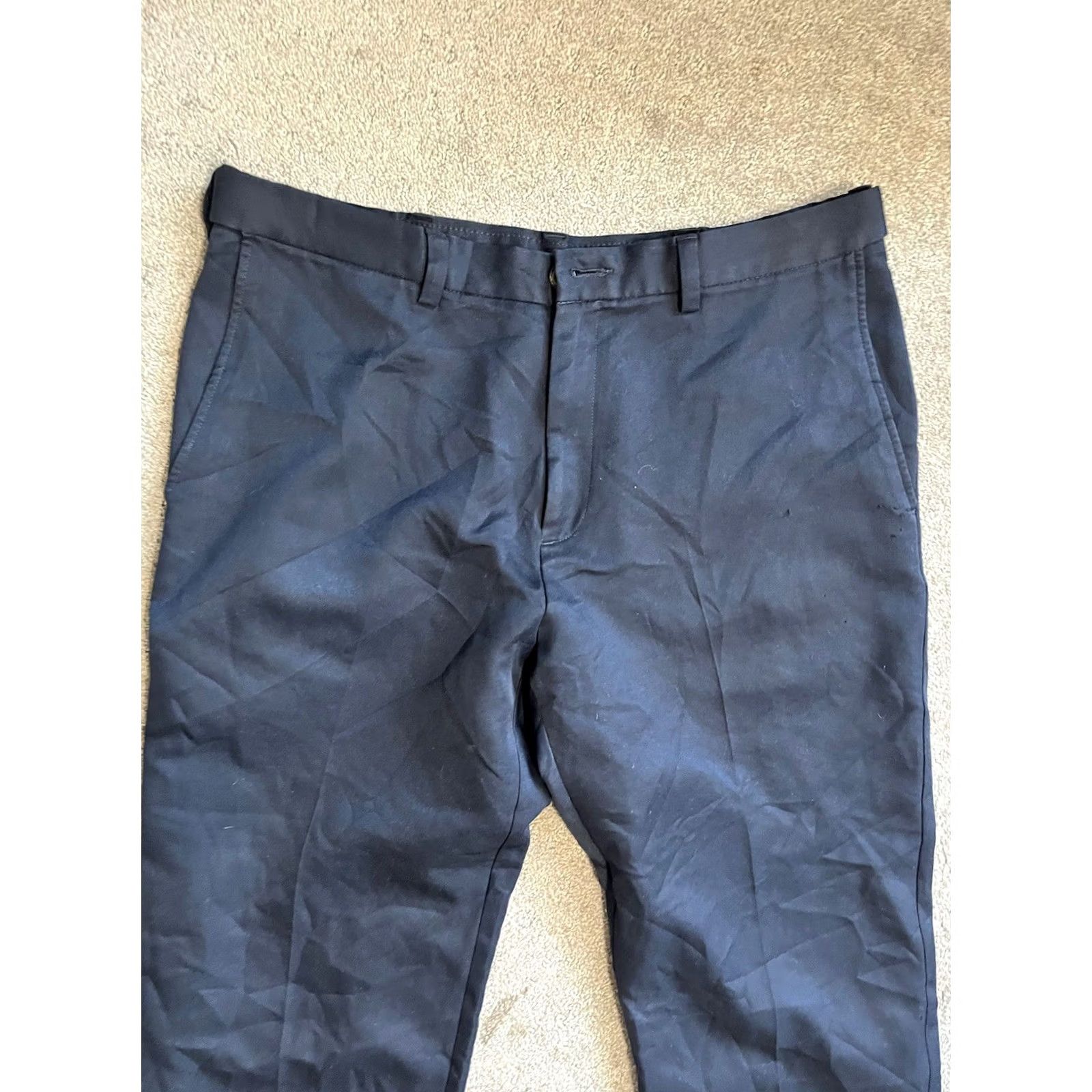 Haggar Haggar Dress Pants Mens 36x29 Classic Fit Flat Front Cotton Polyester Navy Blue Size US 36 / EU 52 - 2 Thumbnail