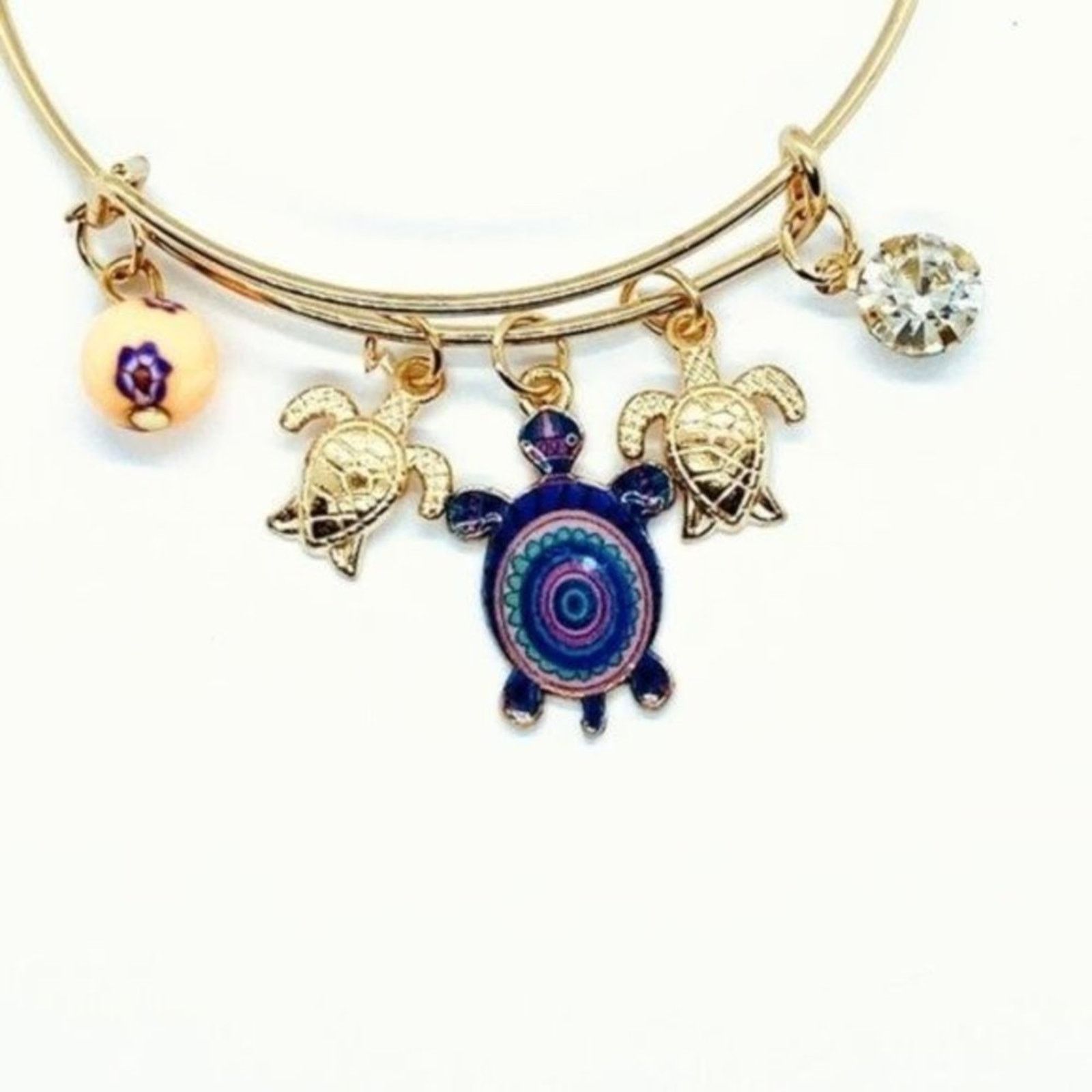 Other Beaded Sea Turtle Charm Colorful Bangle Bracelet Size ONE SIZE - 2 Thumbnail