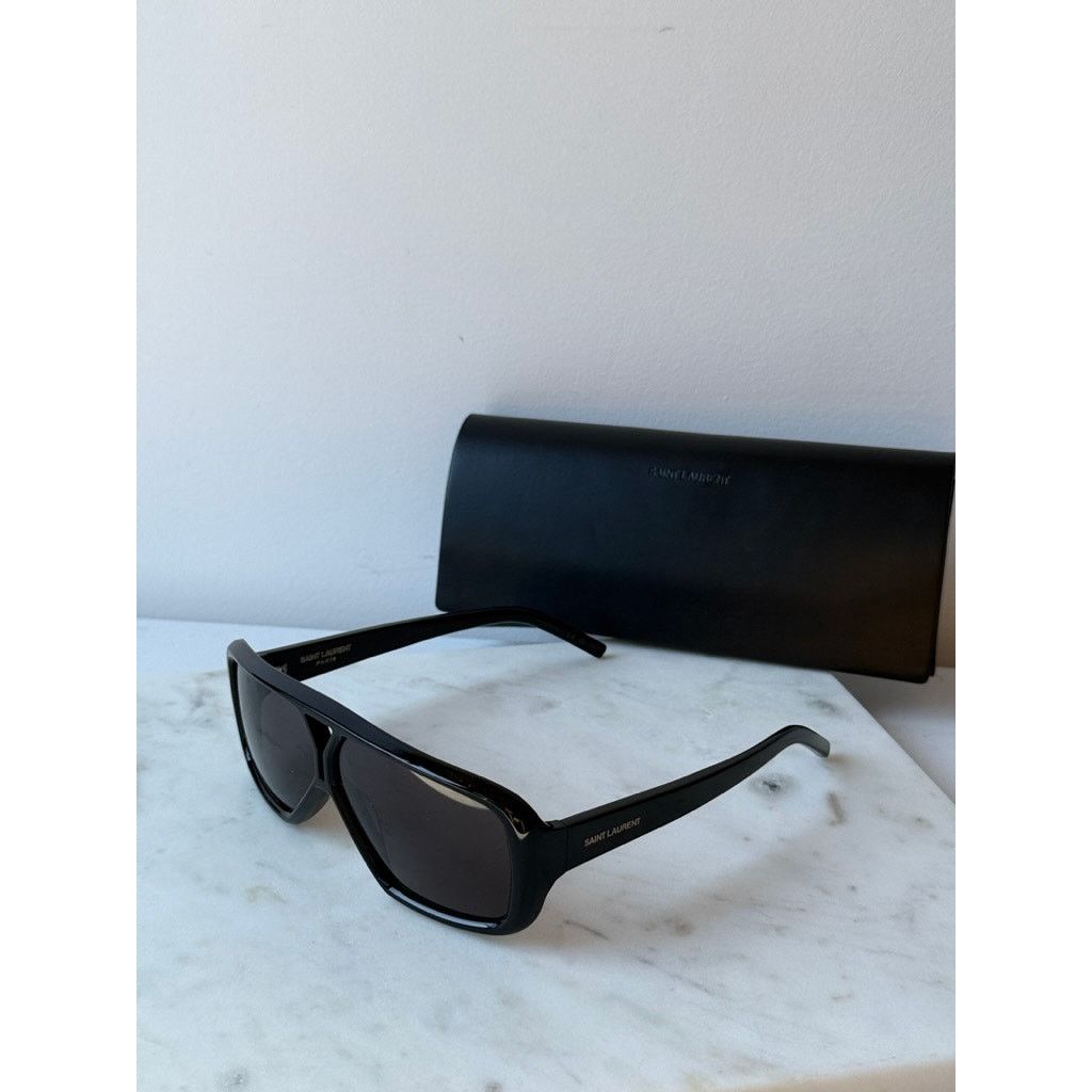 Saint Laurent Paris NEW Saint Laurent SL569Y Black Aviator Pilot Sunglasses Size ONE SIZE - 3 Thumbnail