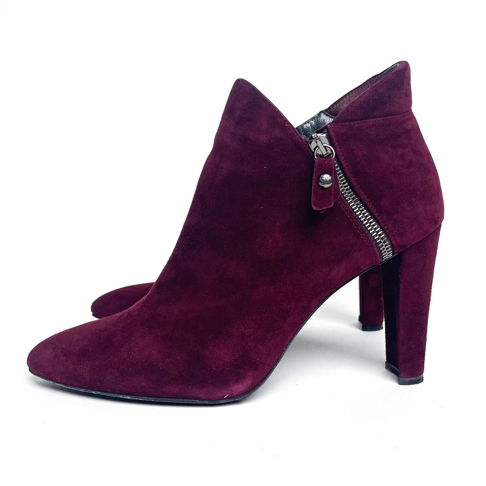 Stuart Weitzman Purple Suede Pumps (Zip up - Bordeaaux Suede) Size US 8.5 / IT 38.5 - 4 Thumbnail