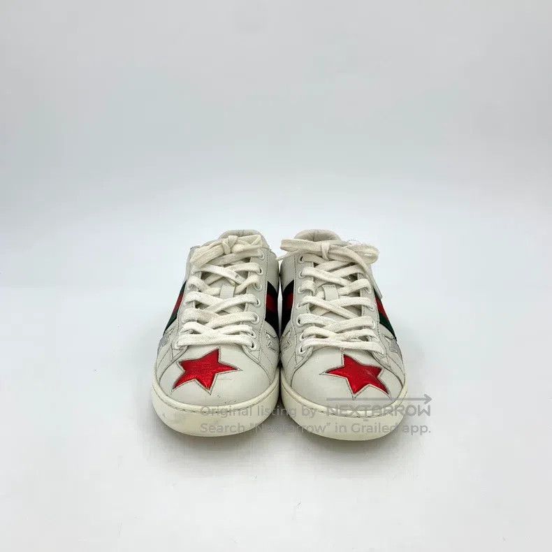 Gucci Gucci White five-pointed star striped webbing casual lace- Size US 5.5 / IT 35.5 - 3 Thumbnail