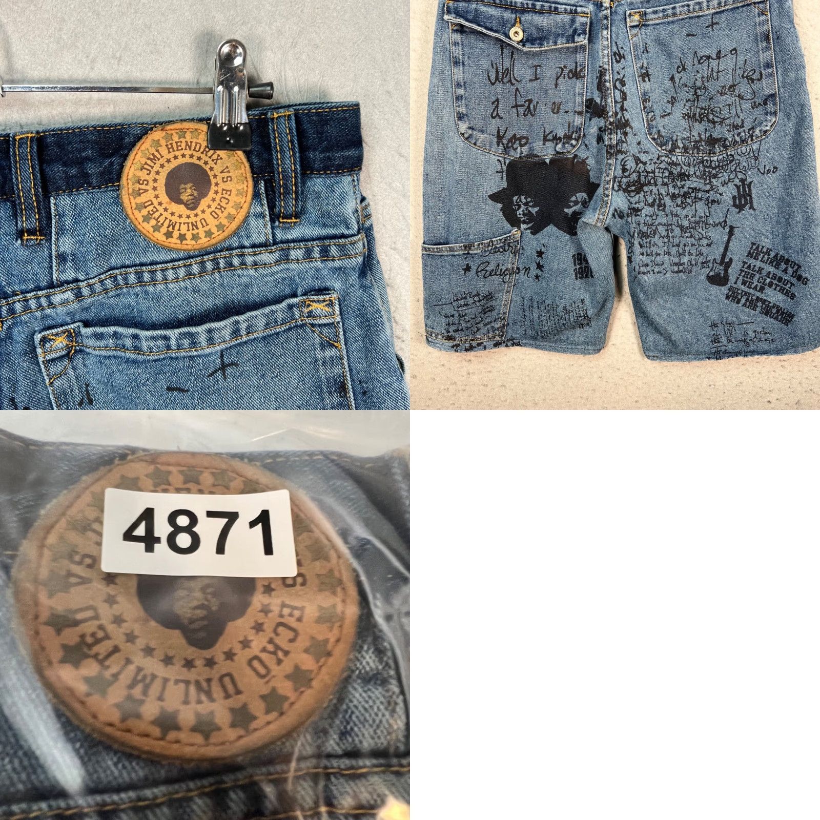 Ecko Unltd. VINTAGE Ecko Unltd. Jimi Hendrix Monterey Jean Mens 30 Denim Graffiti Print Bermuda Shorts Denim Blue Pockets Summer Mens Size US 30 / EU 46 - 9 Thumbnail