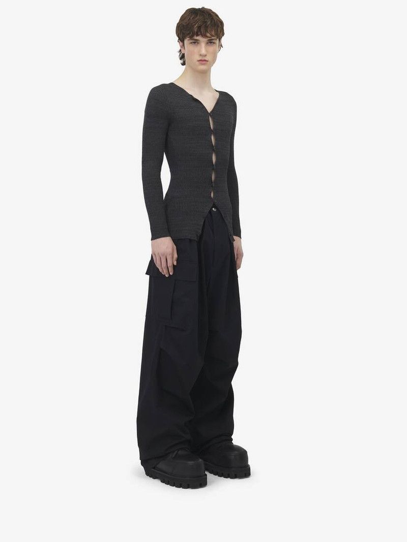 Alexander McQueen o1srvl11e0226 Rib Knit Cardigan In Black Size US S / EU 44-46 / 1 - 4 Thumbnail