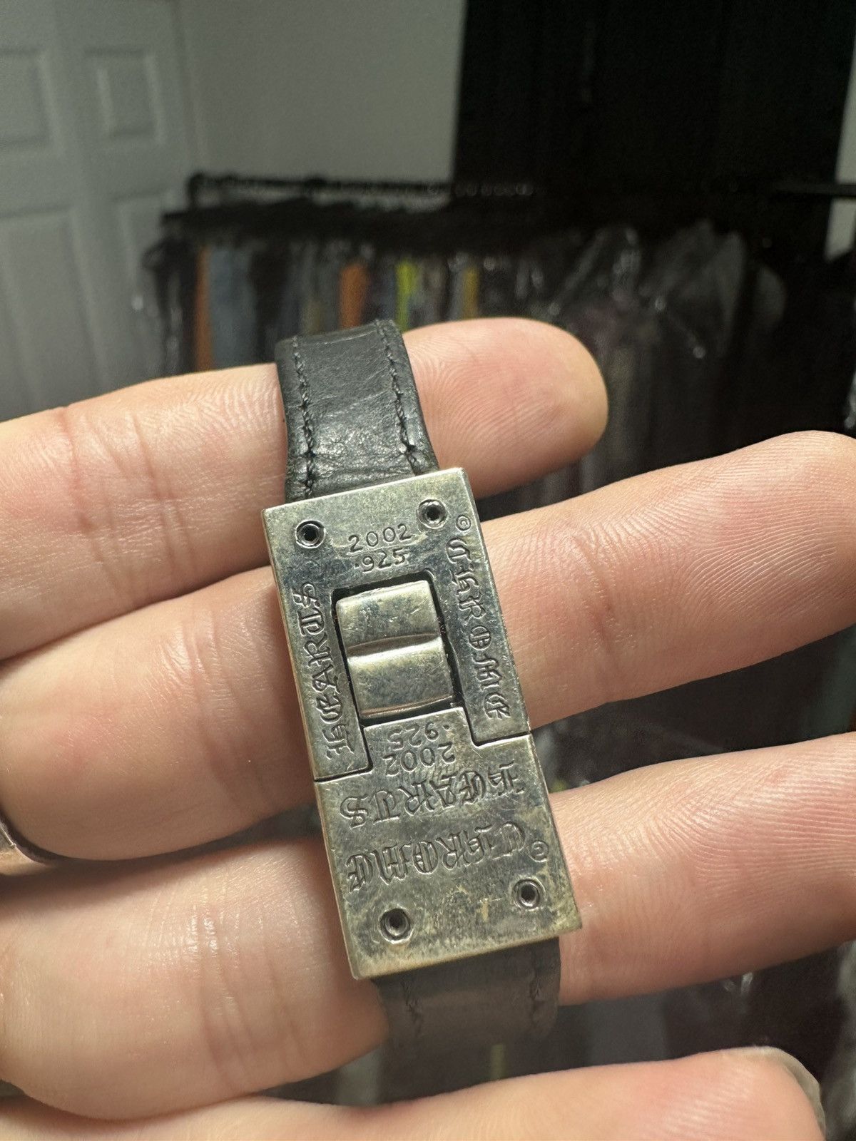 Chrome Hearts Flat Silver & Leather Bracelet Size ONE SIZE - 9 Thumbnail