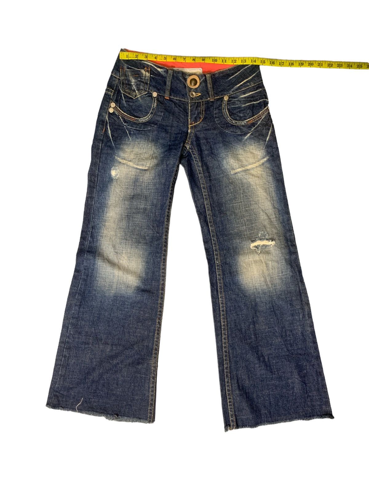 Japanese Brand Rare Design Red Pepper Distressed Denim Size 29" - 7 Thumbnail