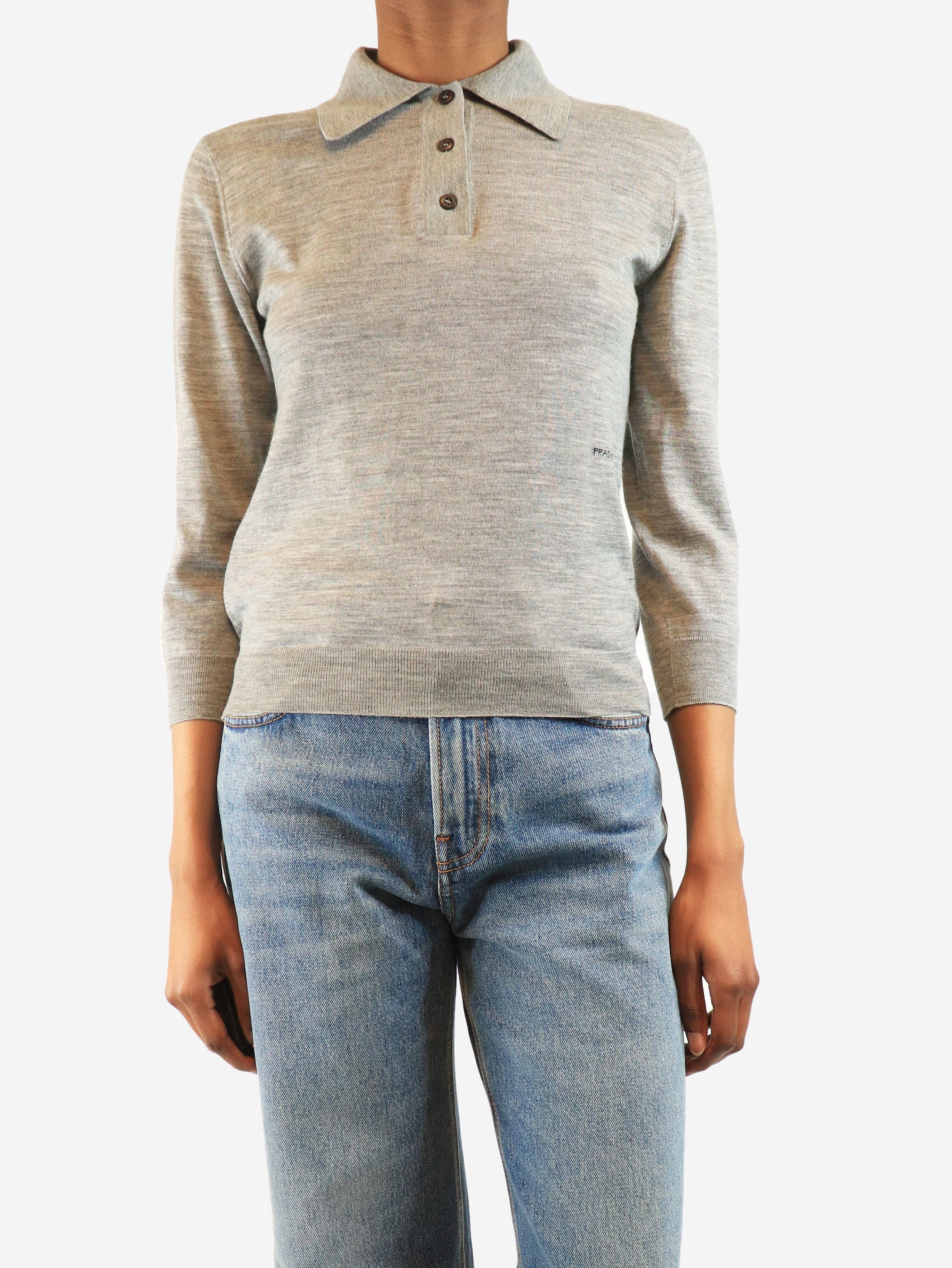 Prada Light grey marl polo top - UK 8 Size S / US 4 / IT 40 - 1 Thumbnail