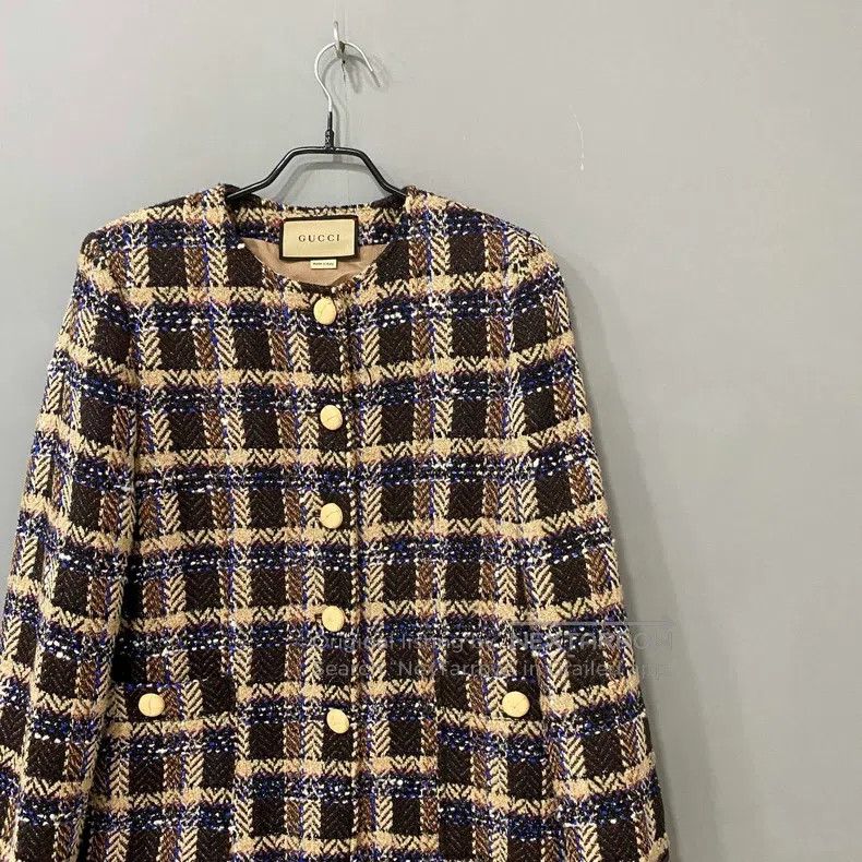Gucci Gucci Small fragrant style gold plaid coat Size XS / US 0-2 / IT 36-38 - 2 Thumbnail