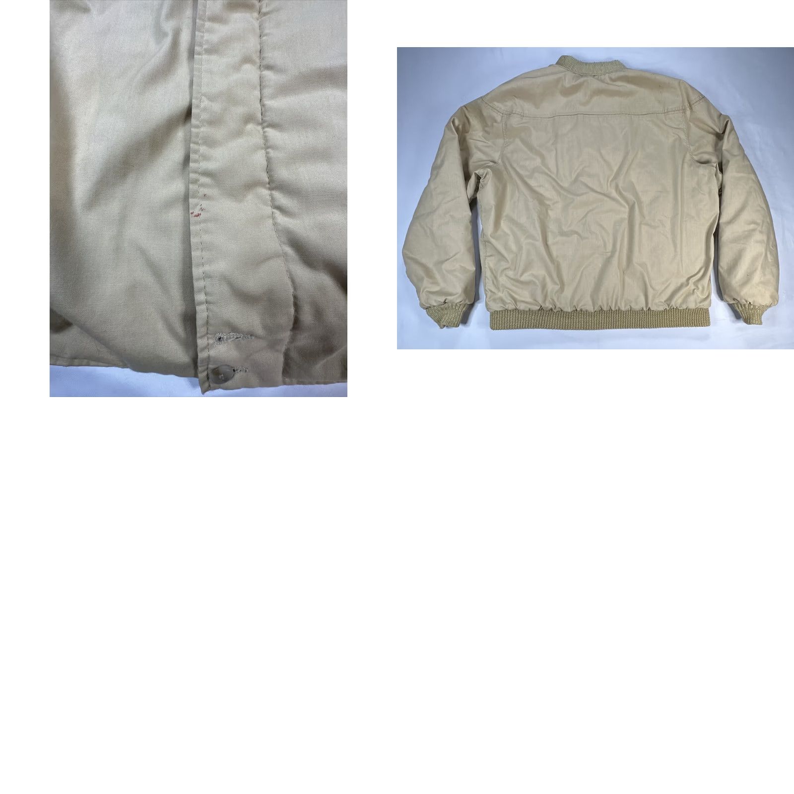 Catalina VINTAGE Varsity by Catalina Bomber Jacket Long Zip Quilted Inlay Khaki Tan 44 Long Men Jacket Size US S / EU 44-46 / 1 - 10 Thumbnail